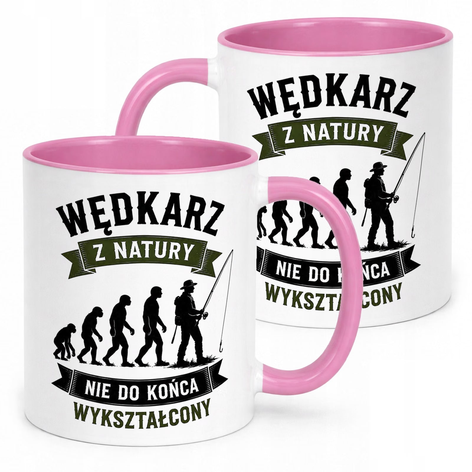 Różowy Kubek z nadrukiem Dla Wędkarza Rybaka Upominek Prezent
