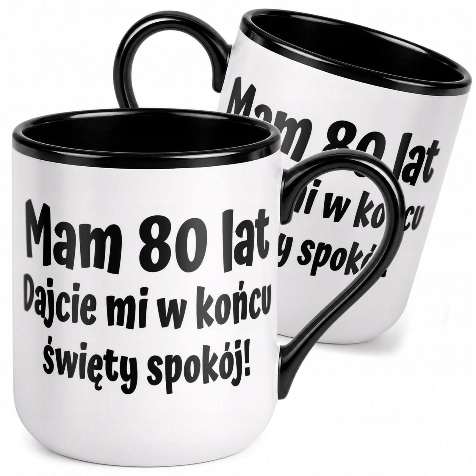 Kubek z nadrukiem Premium Czarny Na 80 Urodziny Upominek Prezent