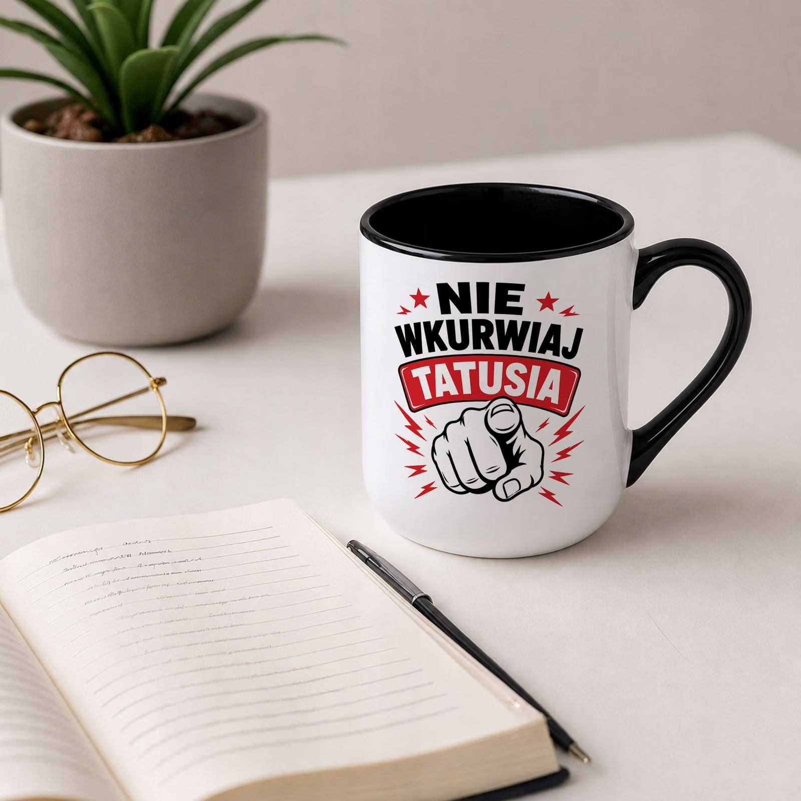 Kubek z nadrukiem Premium Czarny Dla Taty Dzień Ojca Upominek Prezent