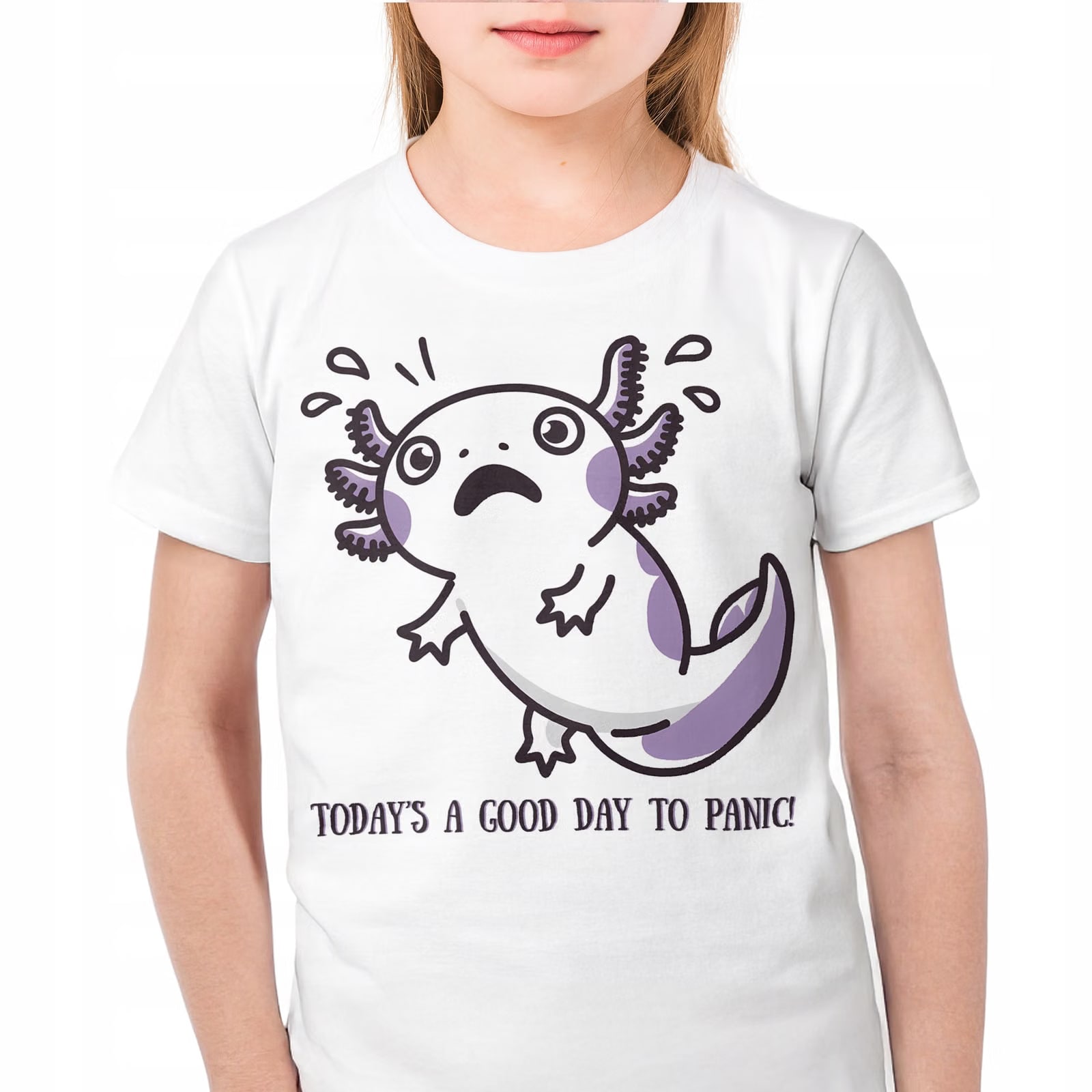 Koszulka dla dziecka biała Aksolotl Axolotl Pixel Gra Różowy