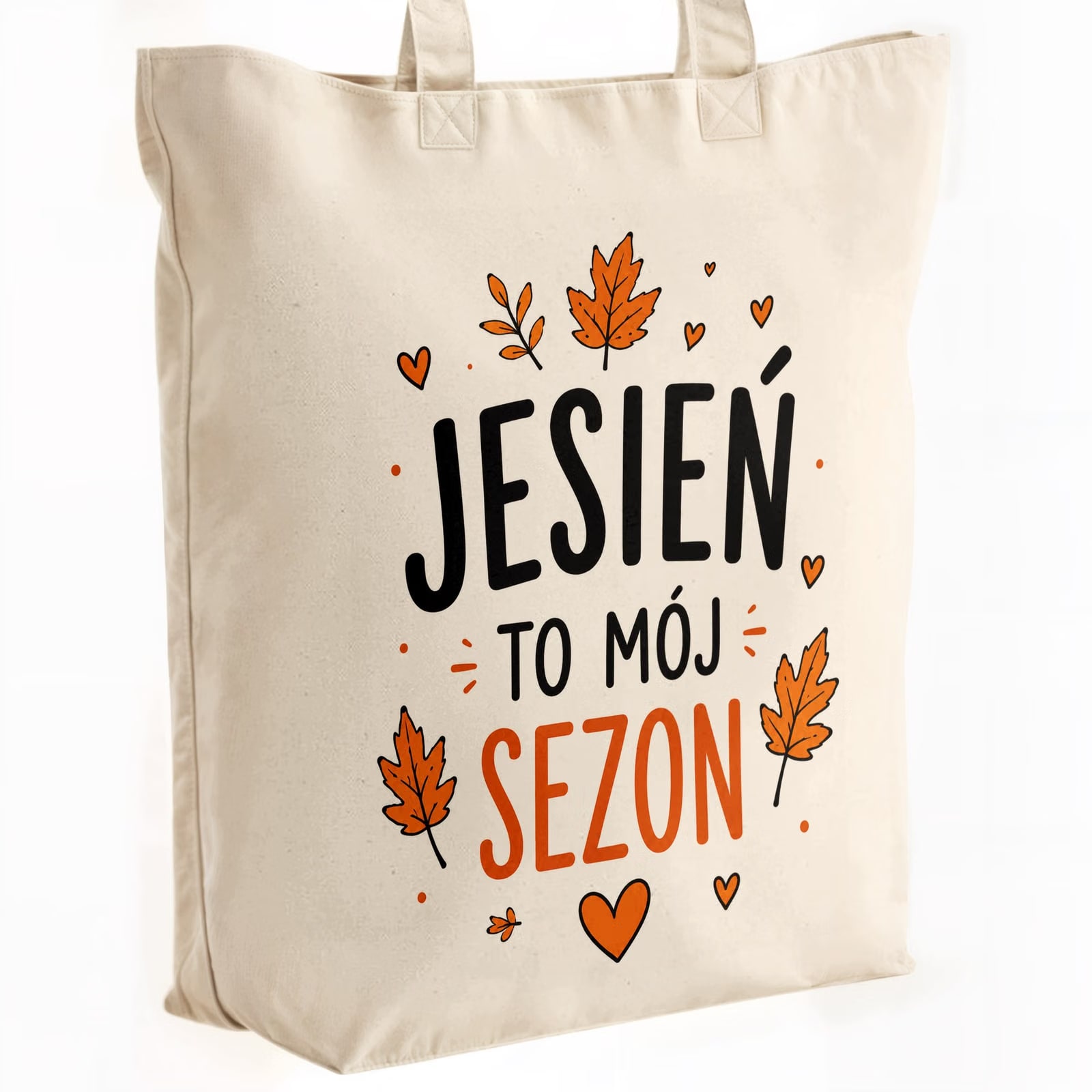Torba shopper bawełniana premium jesień jesienna na zakupy z nadrukiem
