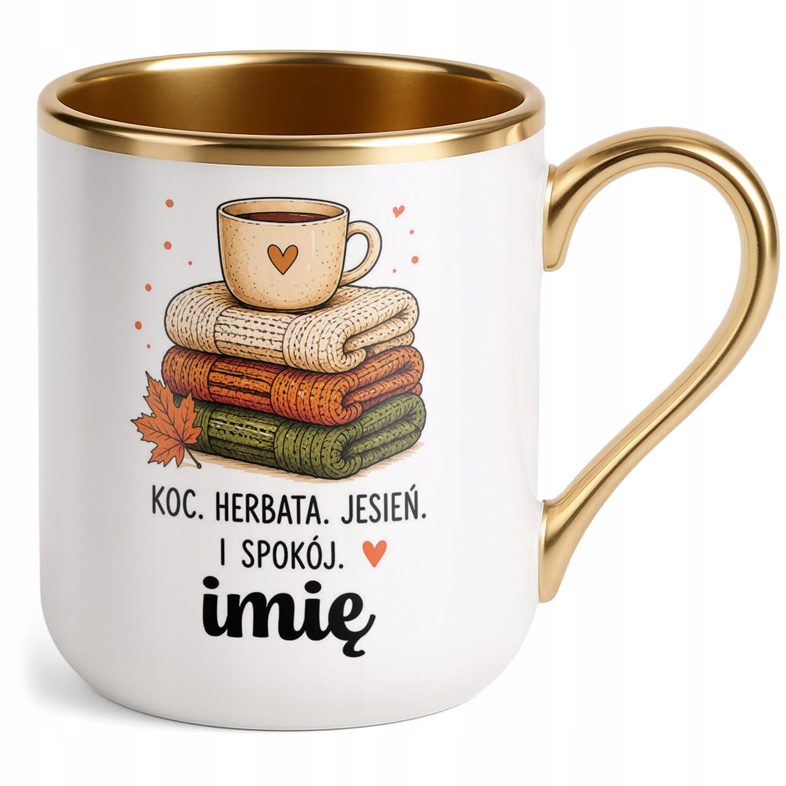 Kubek Personalizowany z nadrukiem Premium Złoty Jesienny Jesień
