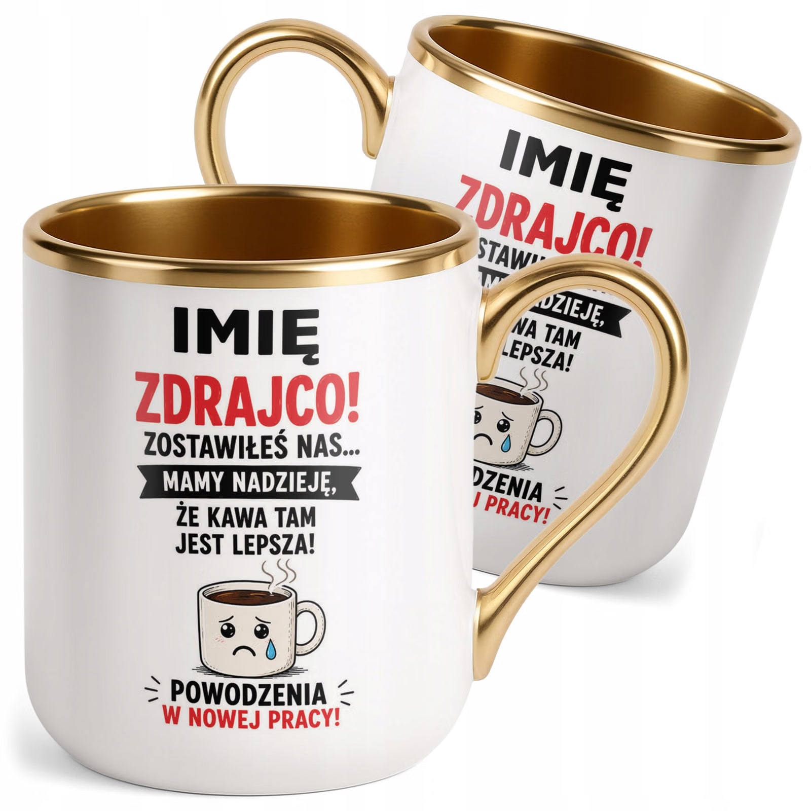 Kubek Personalizowany z nadrukiem Premium Złoty Odejście z Pracy