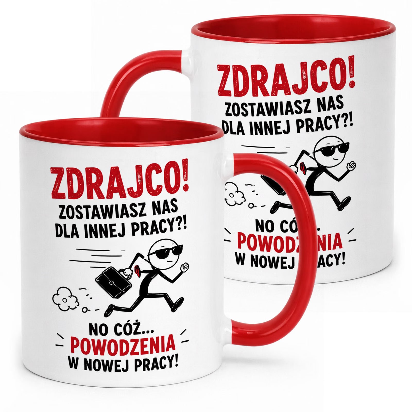 Kubek Czerwony z nadrukiem Pożegnanie Odejście z Pracy Dla Kolegi Prezent