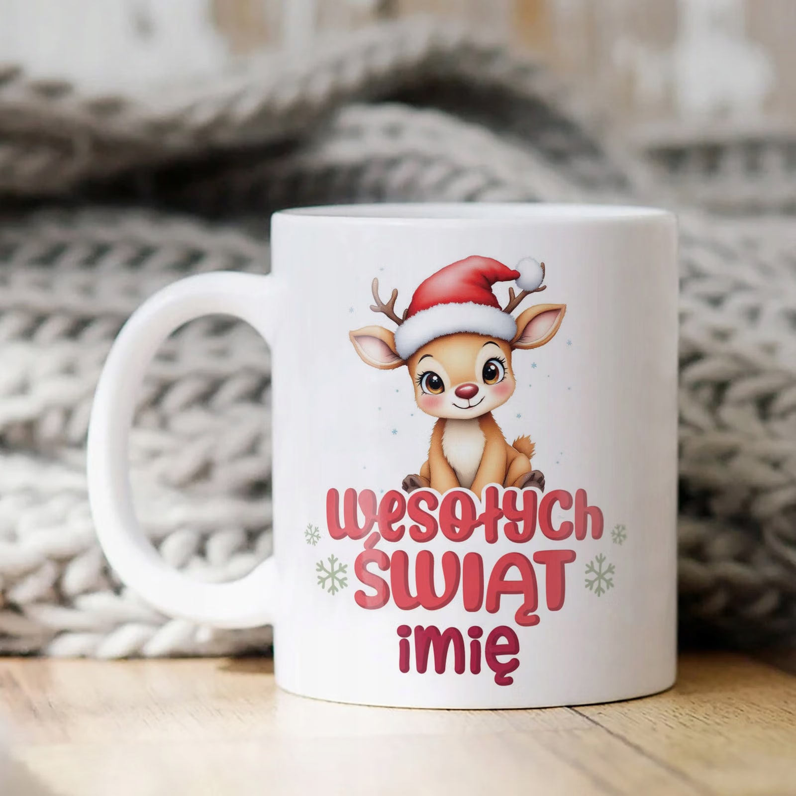 Kubek Biały Personalizowany z Nadrukiem Boże Narodzenie Święta Prezent