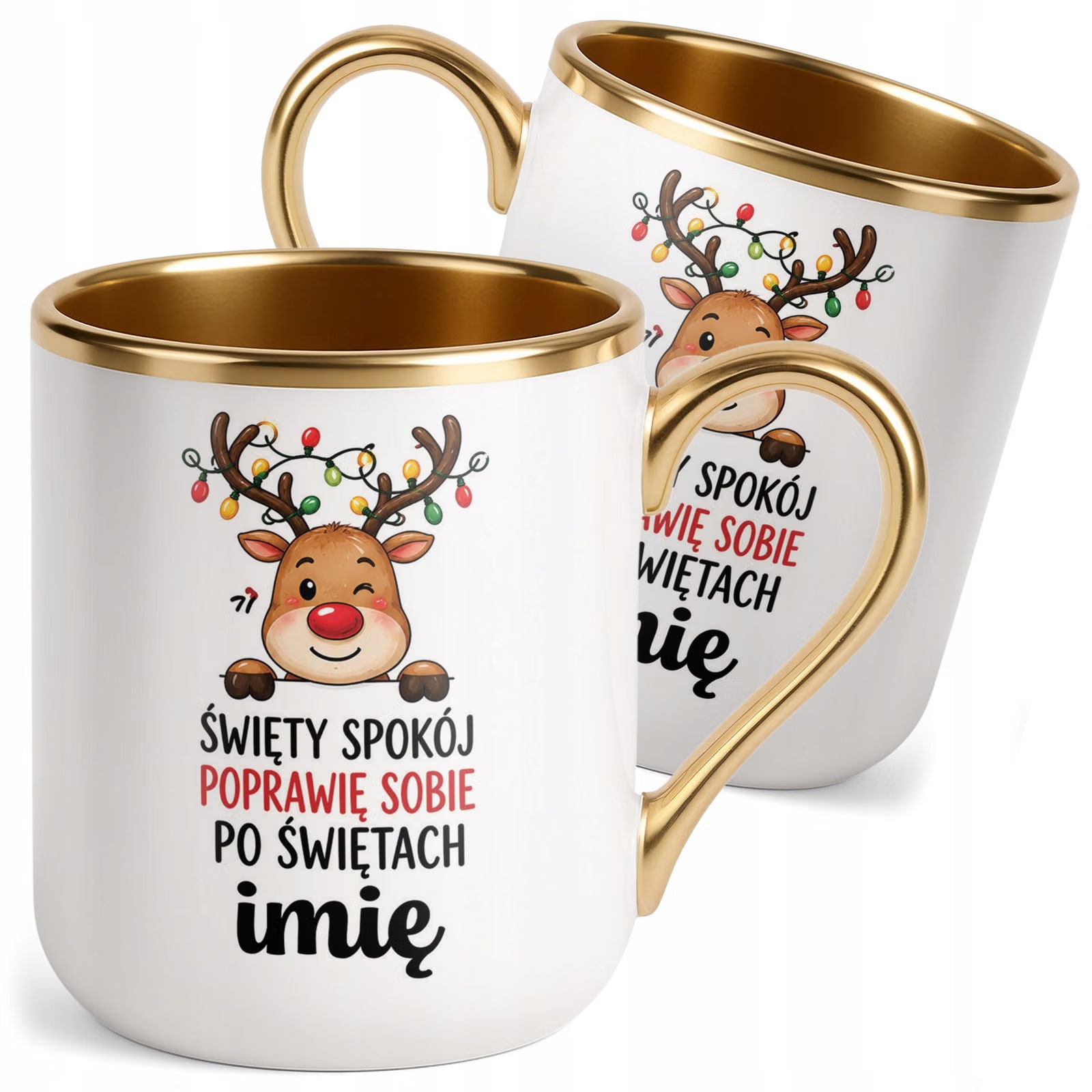 Kubek Personalizowany Premium Złoty Boże Narodzenie Święta Prezent