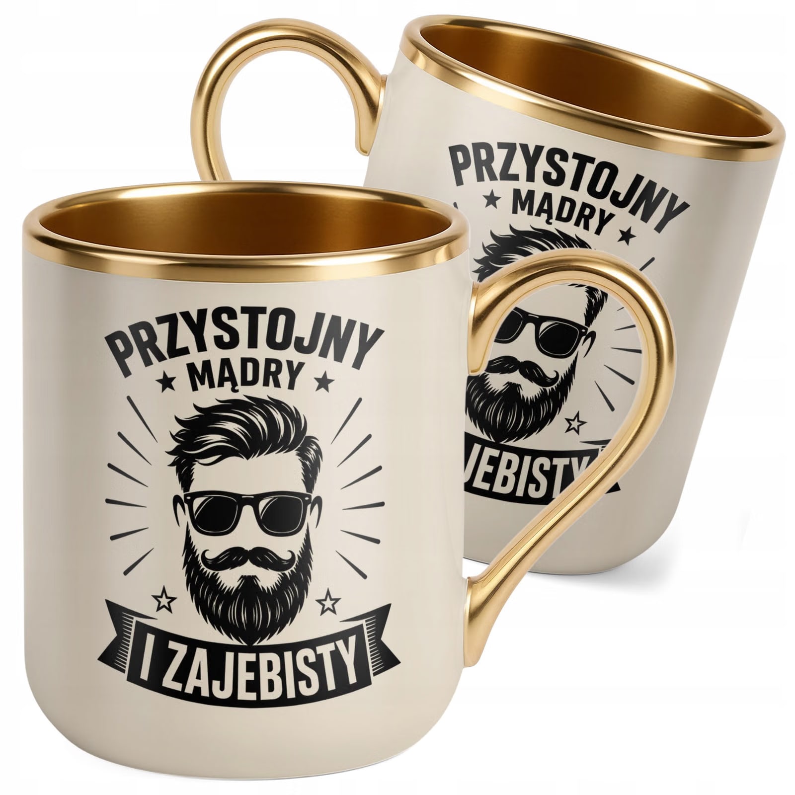 Kubek z nadrukiem Premium Złoty Ecru Dzień Chłopaka Mężczyzny Prezent