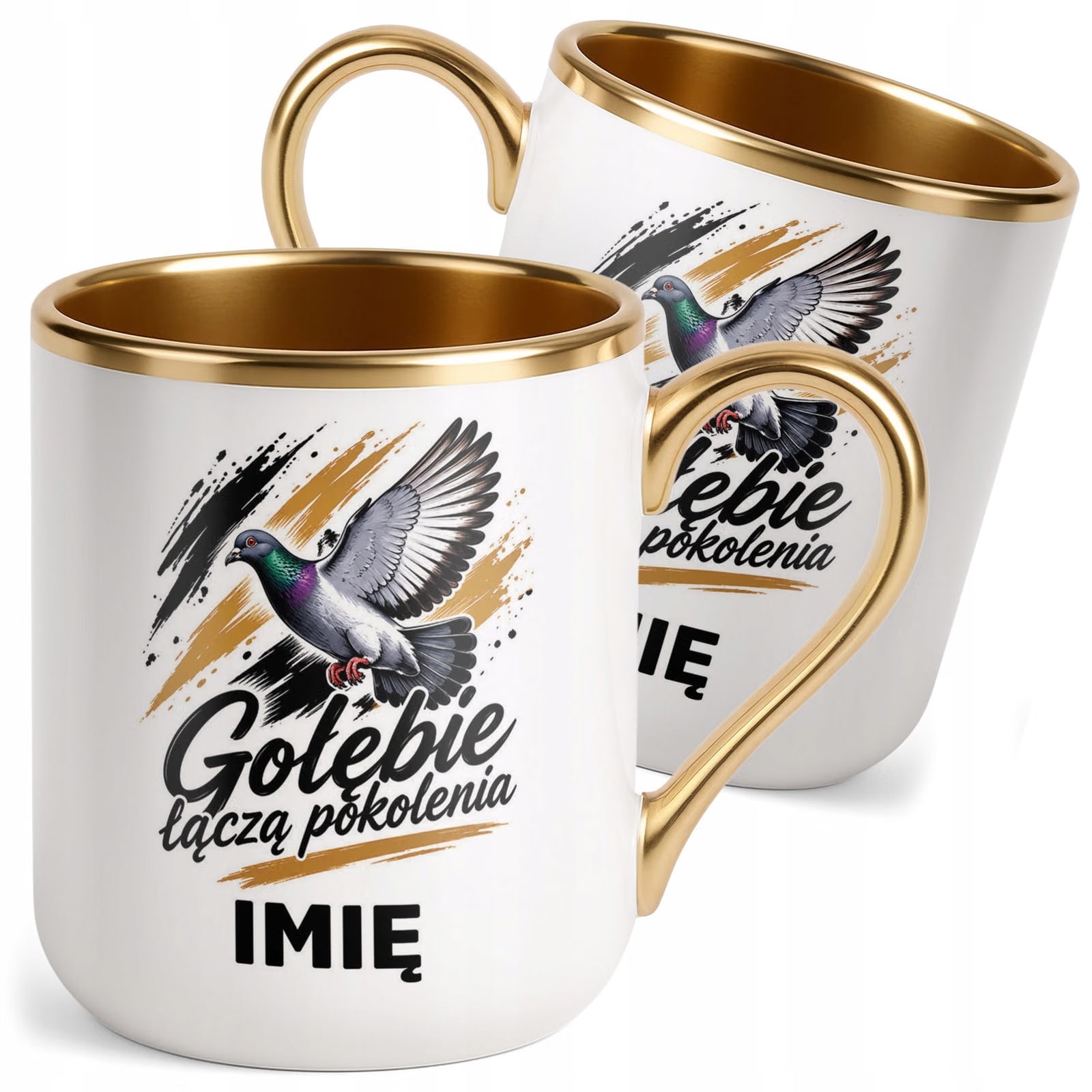 Kubek Personalizowany z nadrukiem Premium Złoty Dla Gołębiarza Prezent