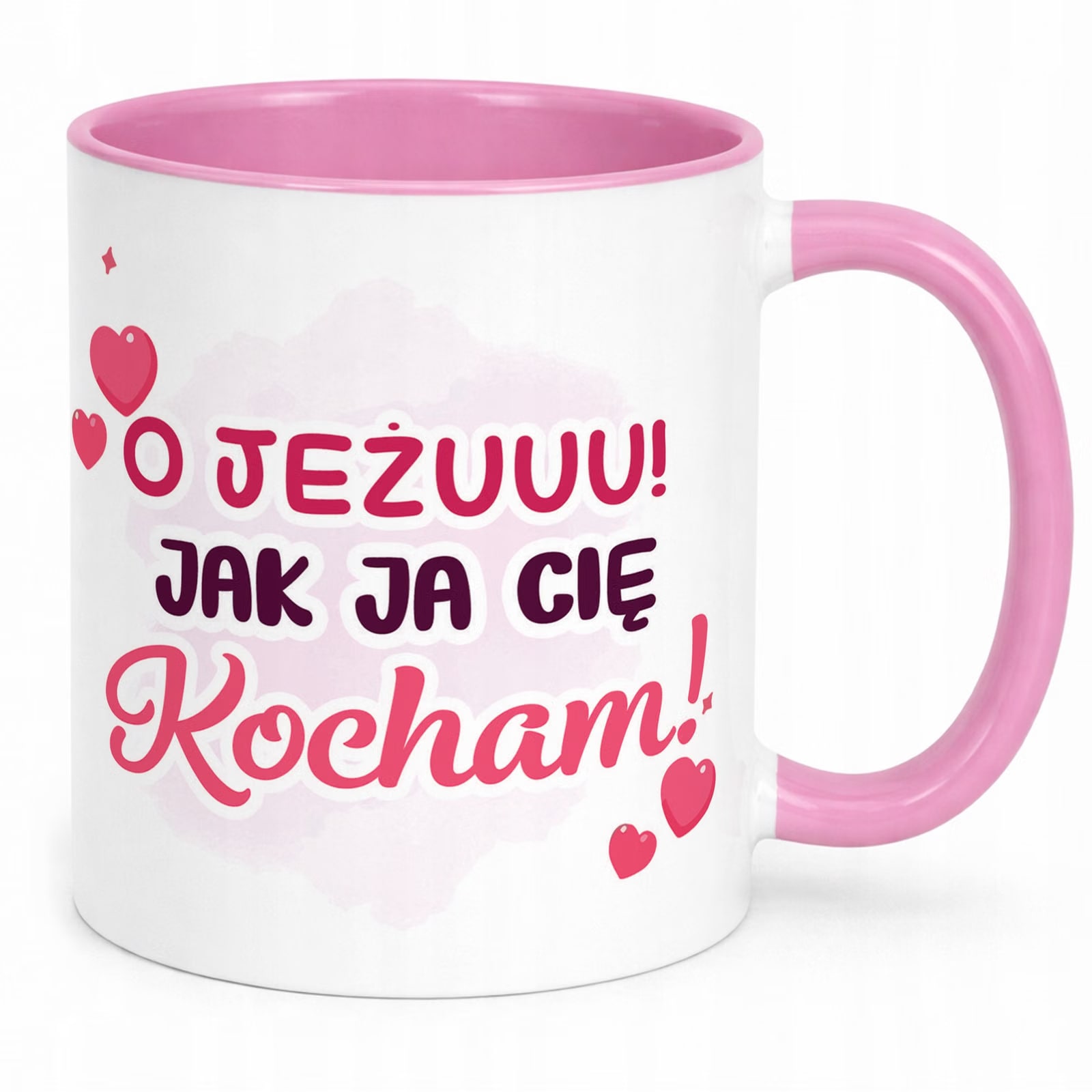 Kubek Różowy Z Własnym Zdjęciem Serce Walentynki Prezent Upominek