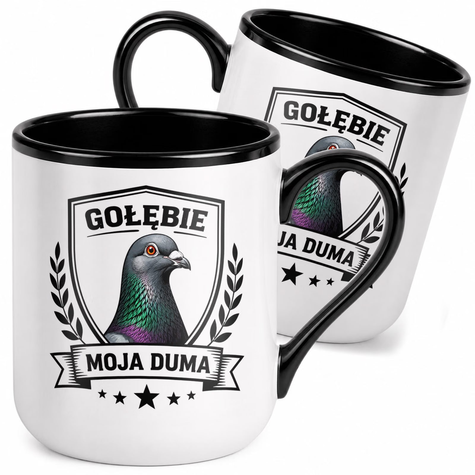 Kubek z nadrukiem Premium Czarny Dla Gołębiarza Hodowca Gołębi Prezent