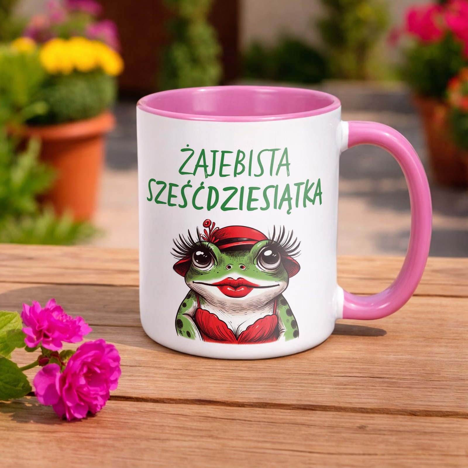 Kubek Różowy Żajebista 60 Dla Kobiety Na Urodziny Prezent