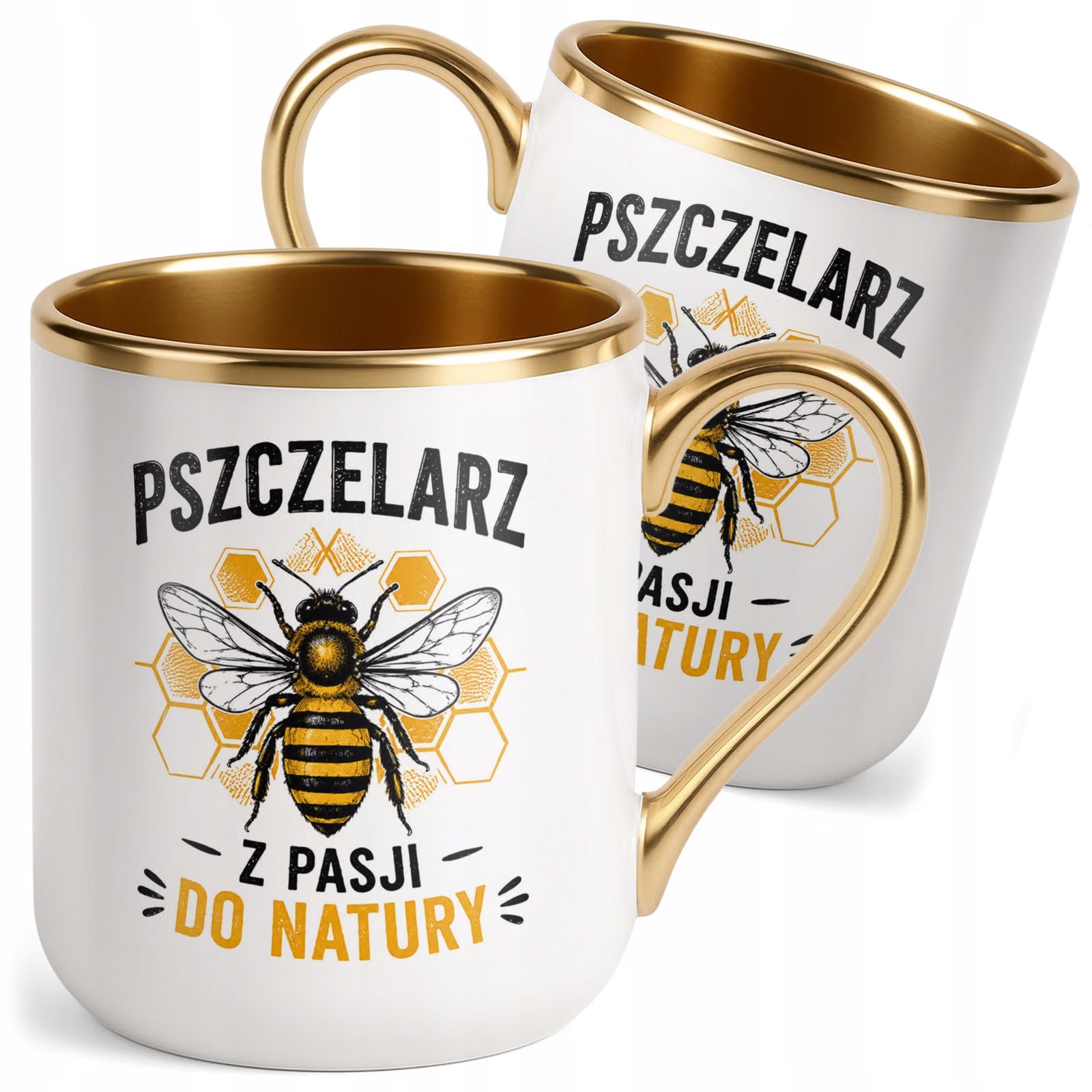 Kubek z nadrukiem Premium Złoty Dla Pszczelarza Szef Pasieki Prezent