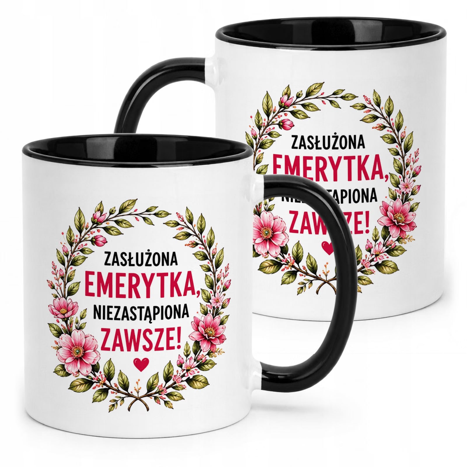Kubek Czarny z nadrukiem Emerytura Dla Emerytki Upominek Prezent