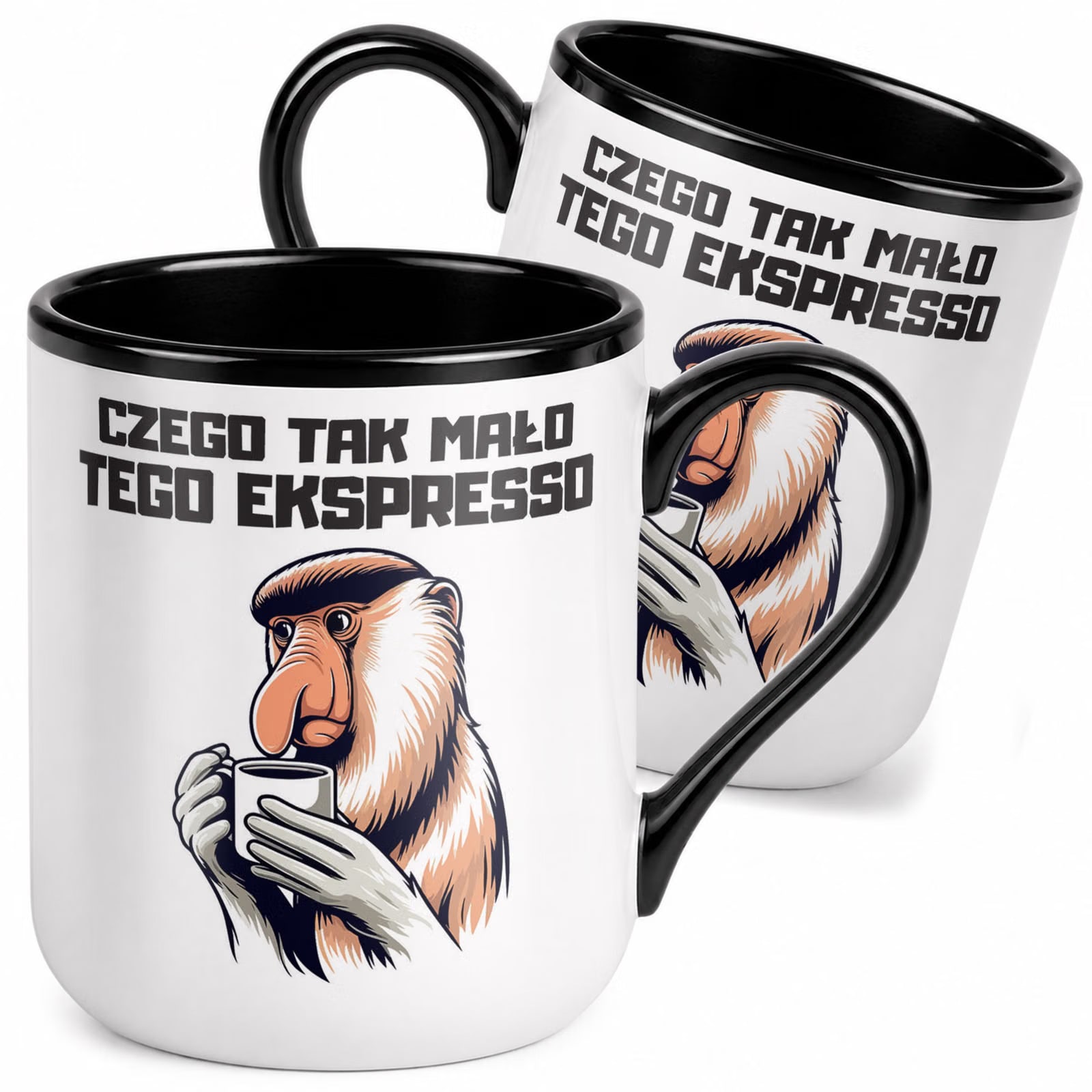 Kubek z nadrukiem Premium Czarny Janusz Nosacz Czego Tak Mało Prezent