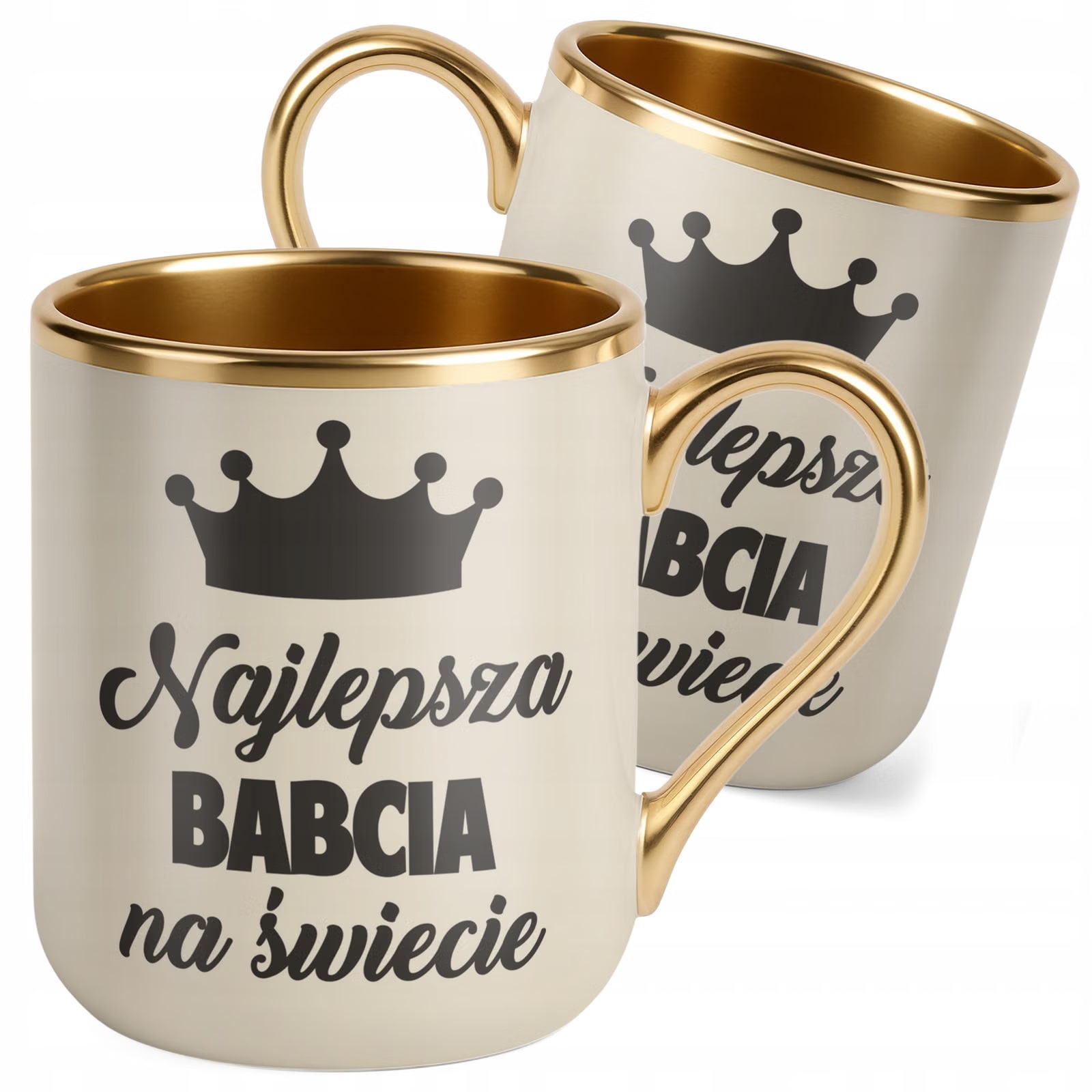 Kubek Premium Złoty Ecru Dzień Babci Dla Babci Prezent Upominek
