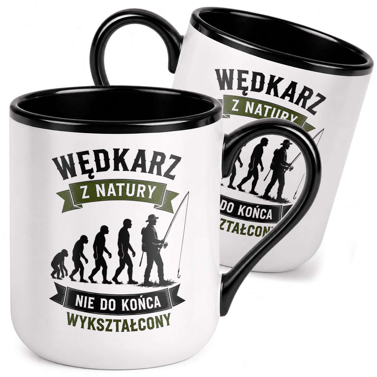 Kubek z nadrukiem Premium Czarny Dla Wędkarza Rybaka Upominek Prezent