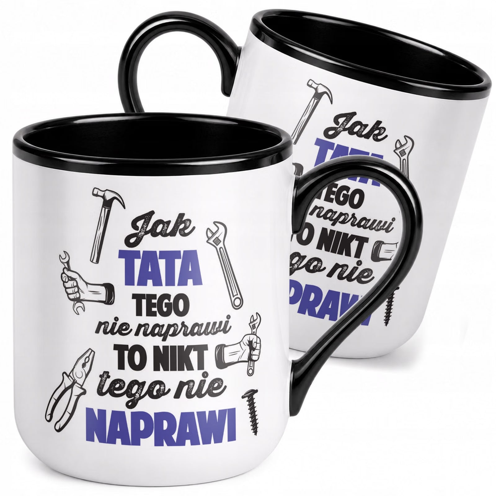 Kubek z nadrukiem Premium Czarny Dla Taty Dzień Ojca Upominek Prezent