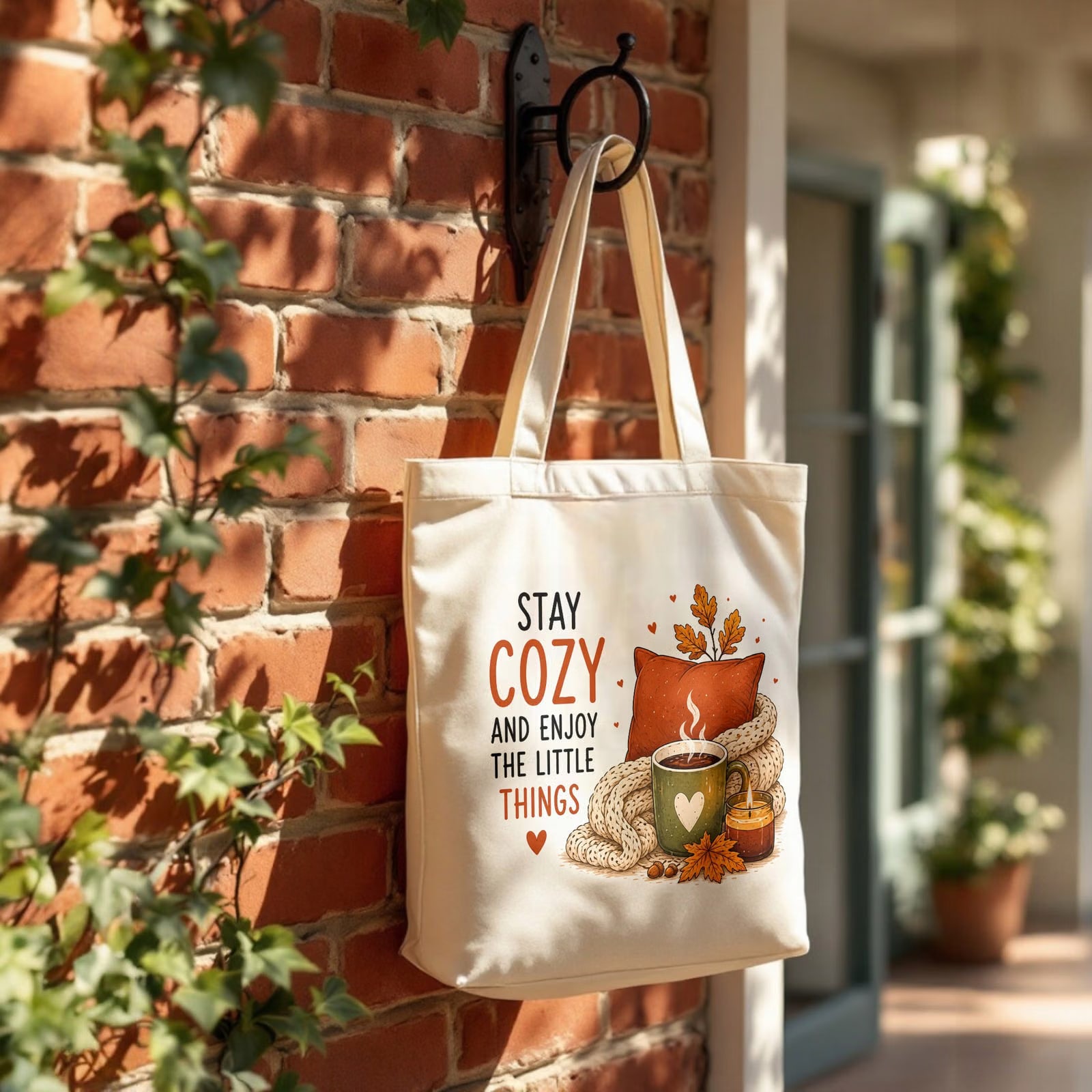 Torba shopper bawełniana premium jesień jesienna na zakupy z nadrukiem