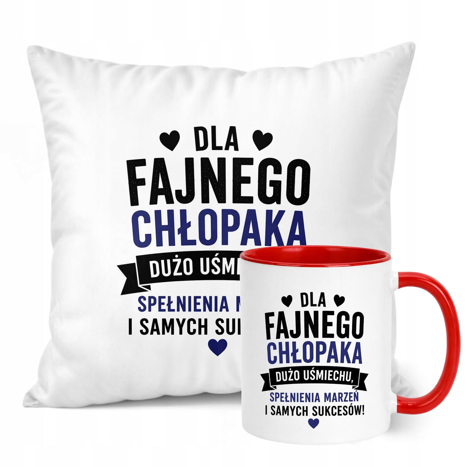 Zestaw Kubek Czerwony Poduszka Dzień Chłopaka Z Nadrukiem Prezent