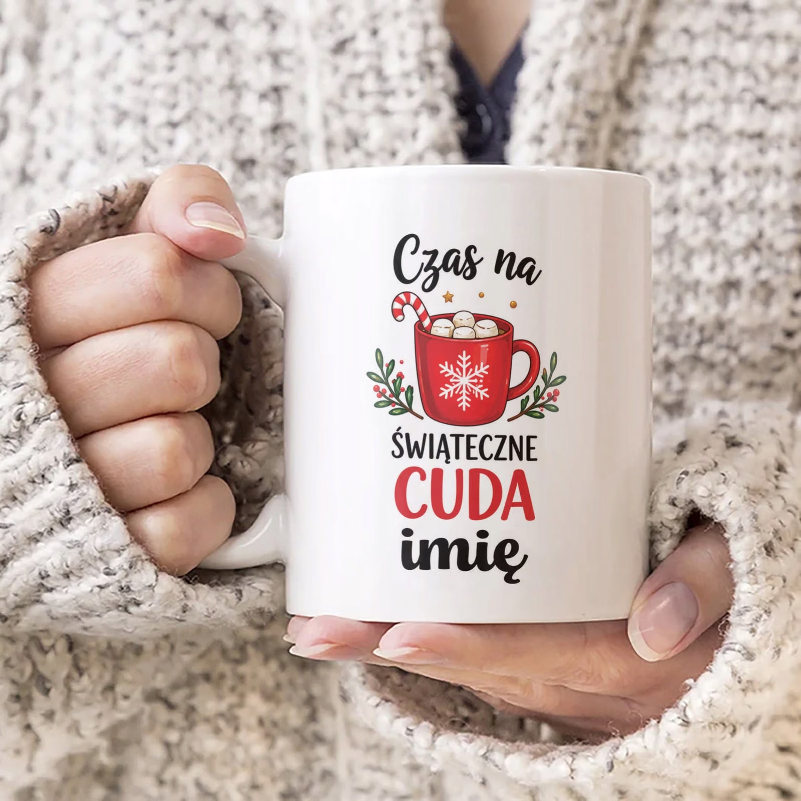 Kubek Biały Personalizowany z Nadrukiem Boże Narodzenie Święta Prezent