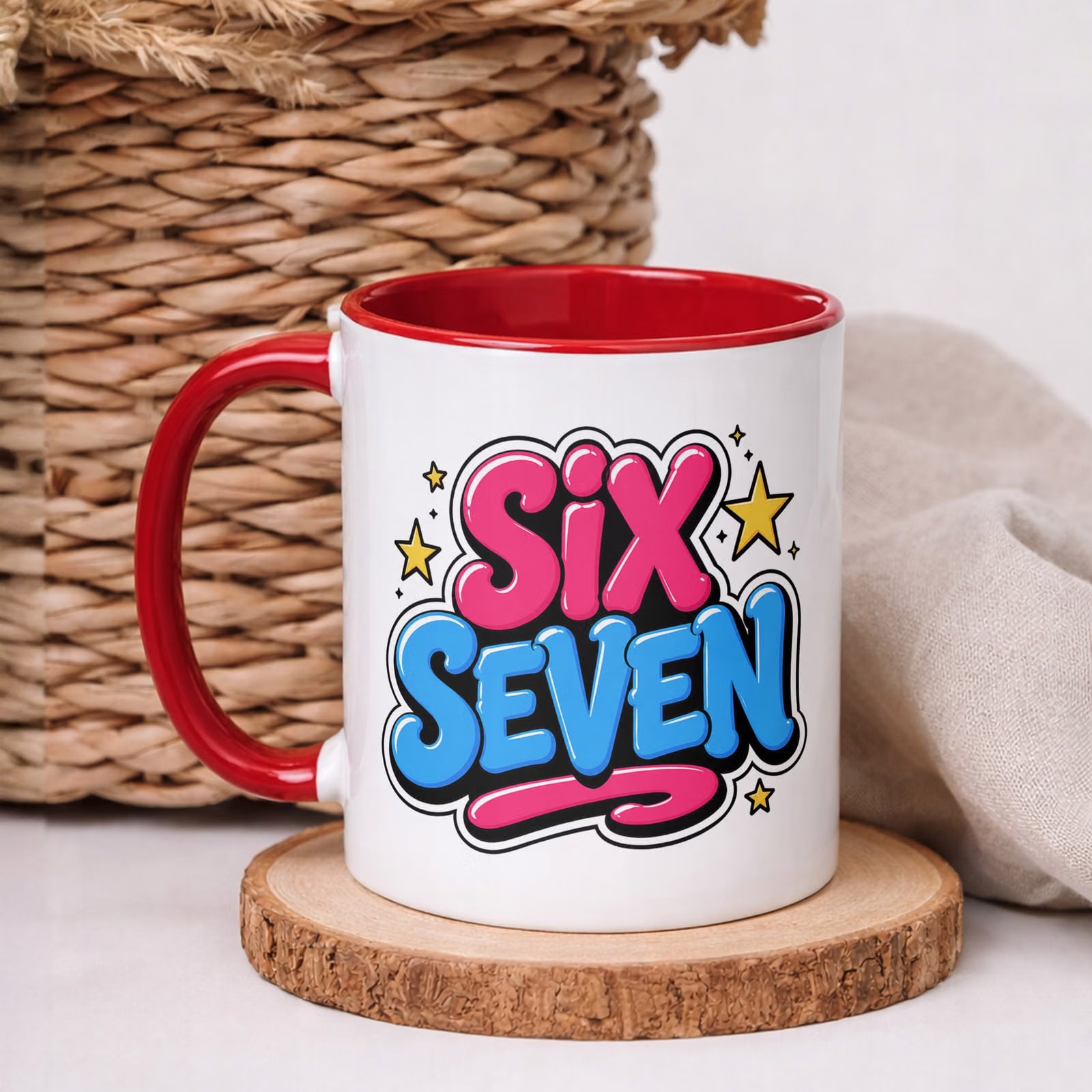 Kubek Czerwony z nadrukiem SIX SEVEN Dla Dzieci Prezent Upominek