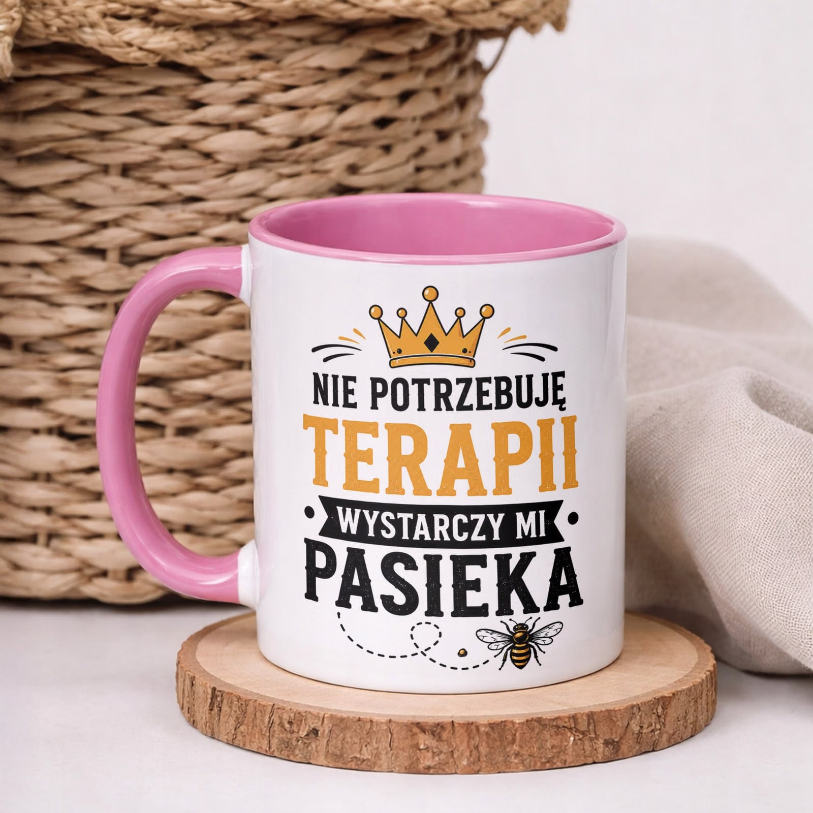 Różowy Kubek z nadrukiem Dla Pszczelarza Szef Pasieki Upominek Prezent