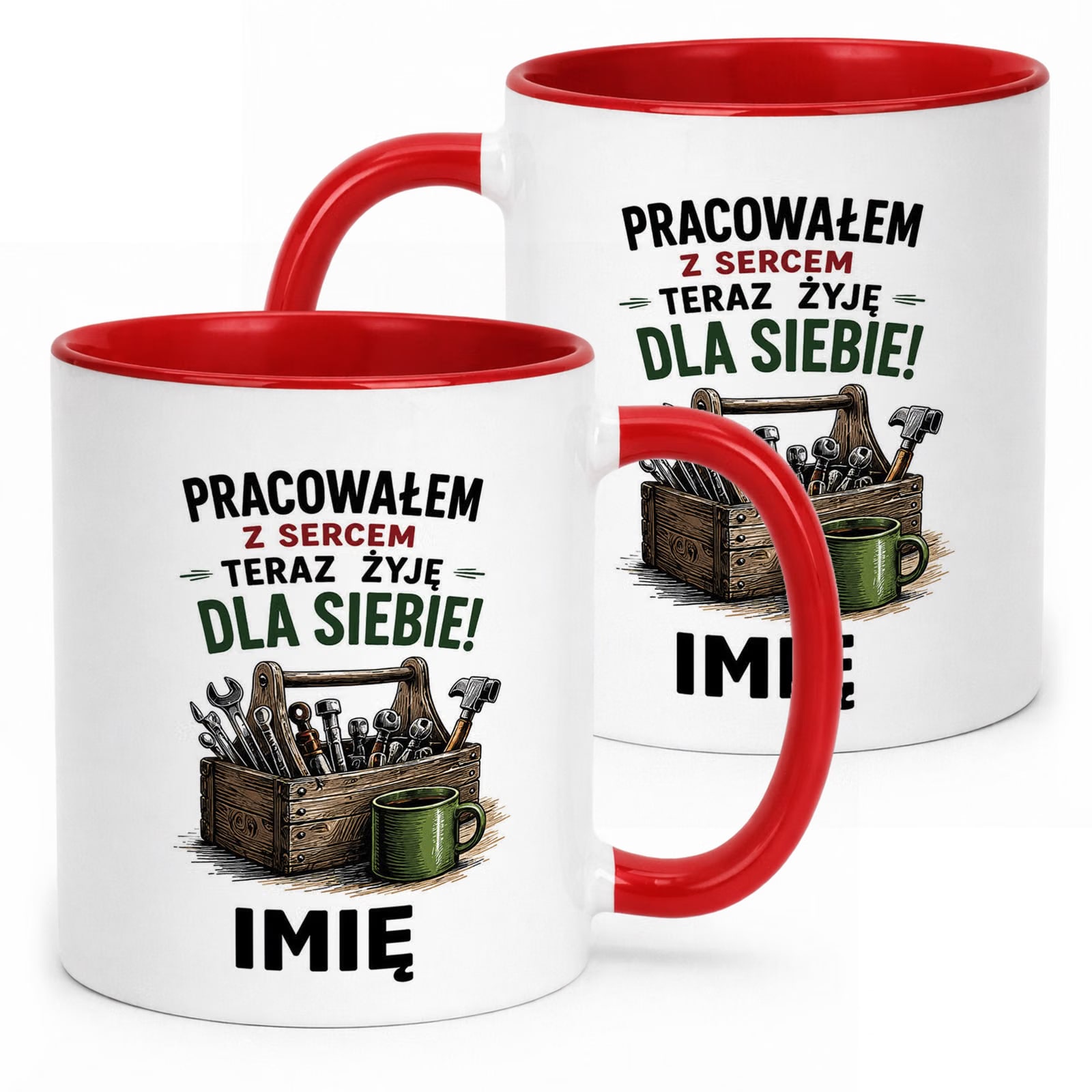 Kubek Czerwony Personalizowany z Nadrukiem Emerytura Dla Emeryta Prezent