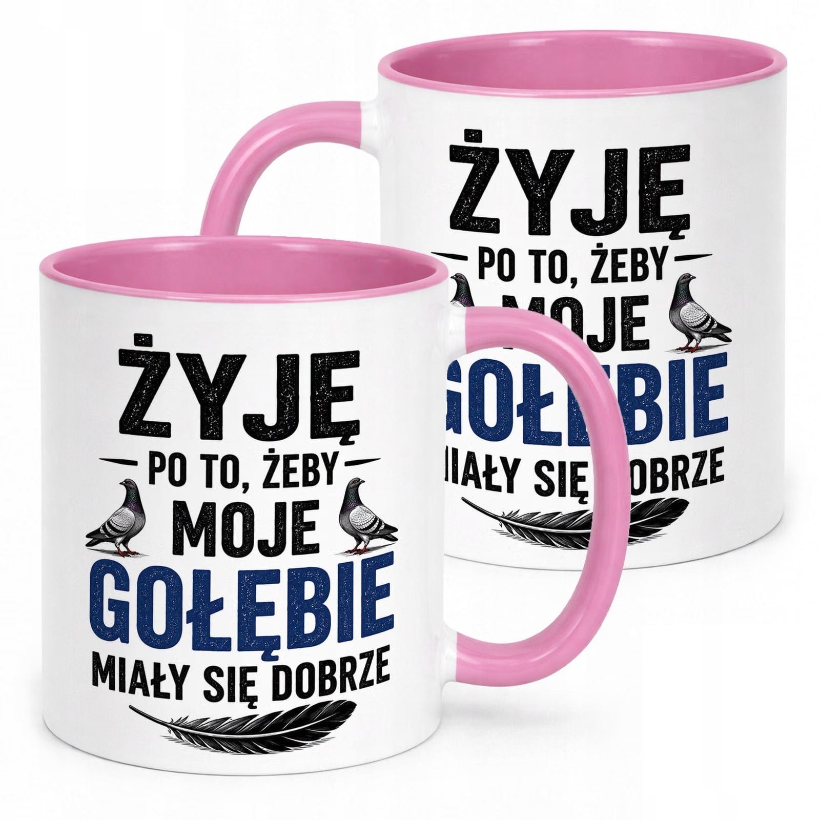 Różowy Kubek z nadrukiem Dla Gołębiarza Hodowcy Gołębi Upominek Prezent