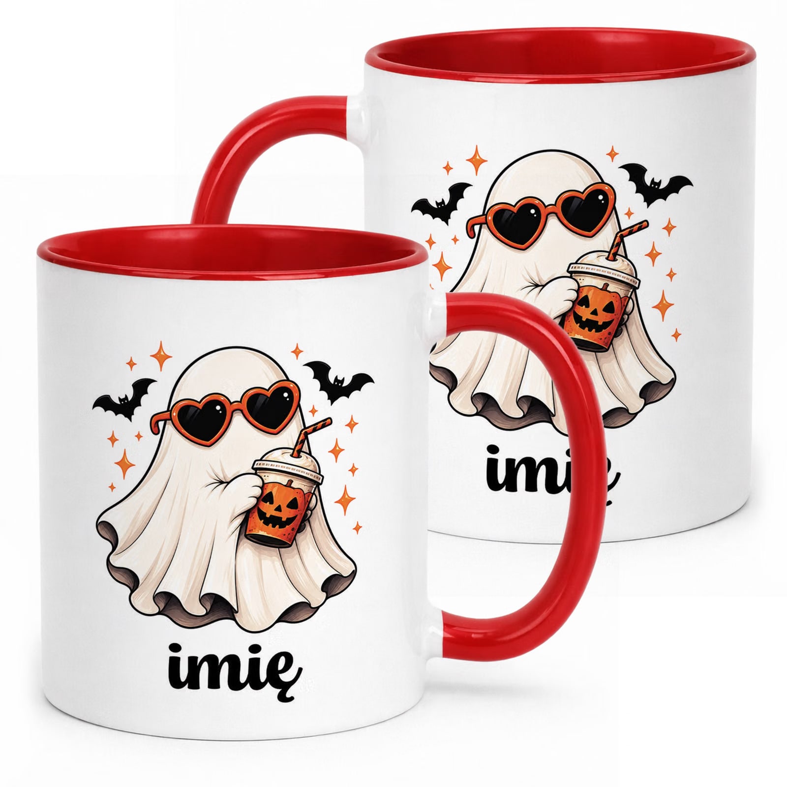 Kubek Czerwony Personalizowany z Nadrukiem Halloween Jesień Prezent