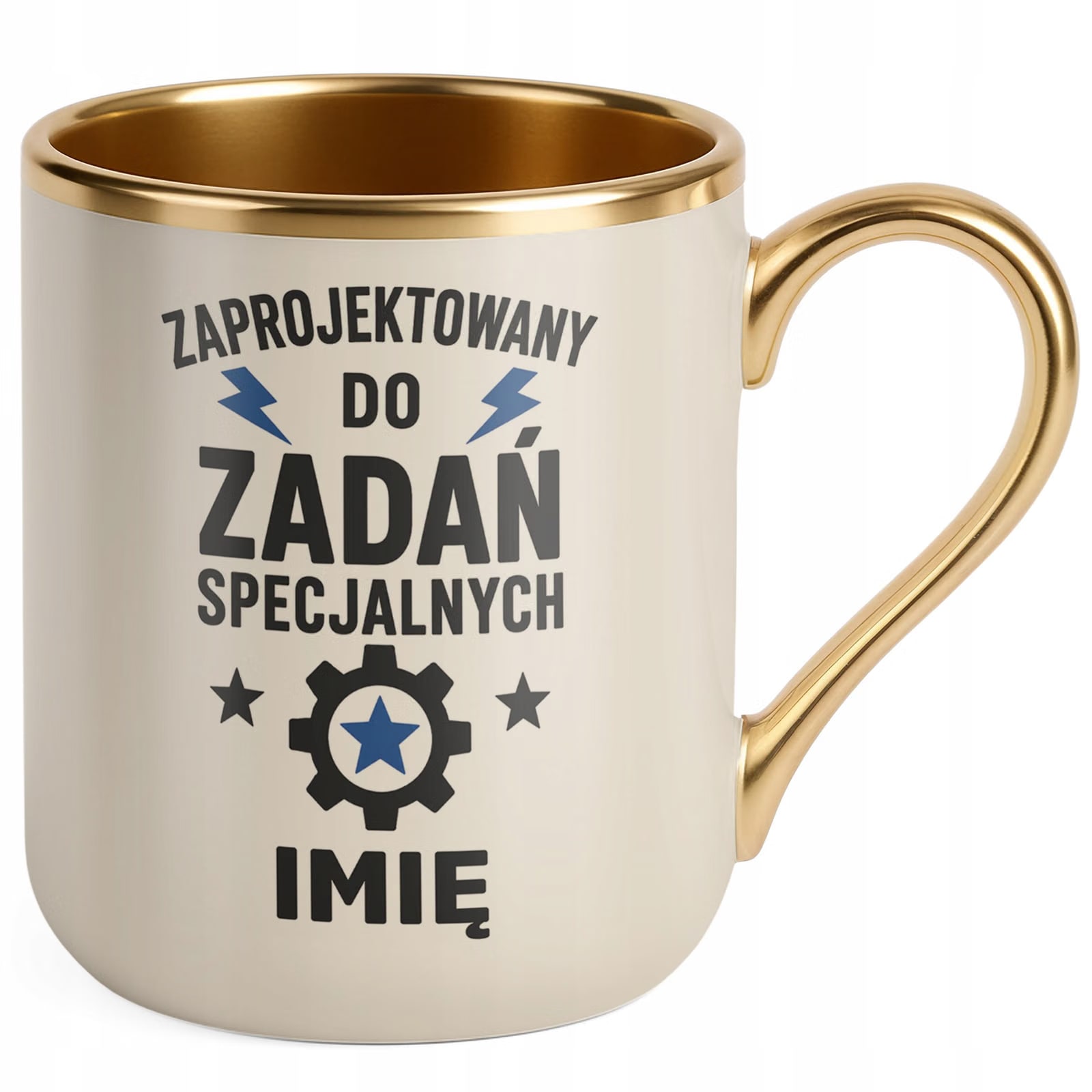 Kubek personalizowany z nadrukiem Premium Złoty Ecru Dzień Chłopaka