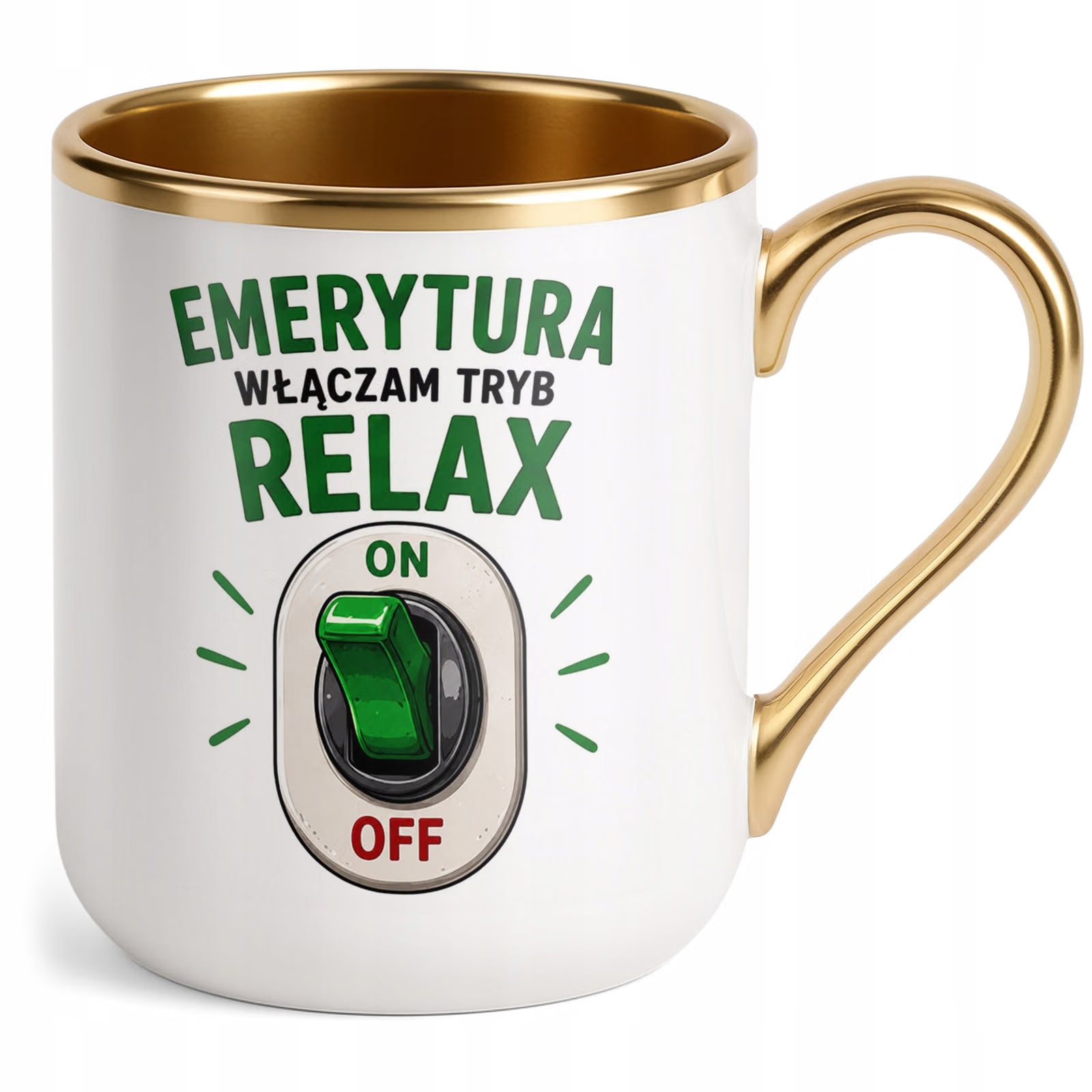 Kubek z nadrukiem Premium Złoty Emerytura Dla Emeryta Emerytki Prezent