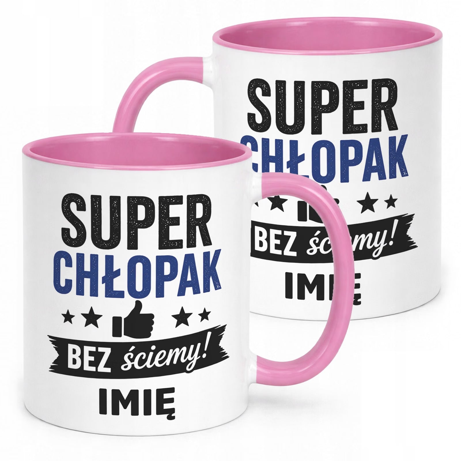 Różowy Kubek personalizowany z nadrukiem Dzień Chłopaka Mężczyzny Prezent