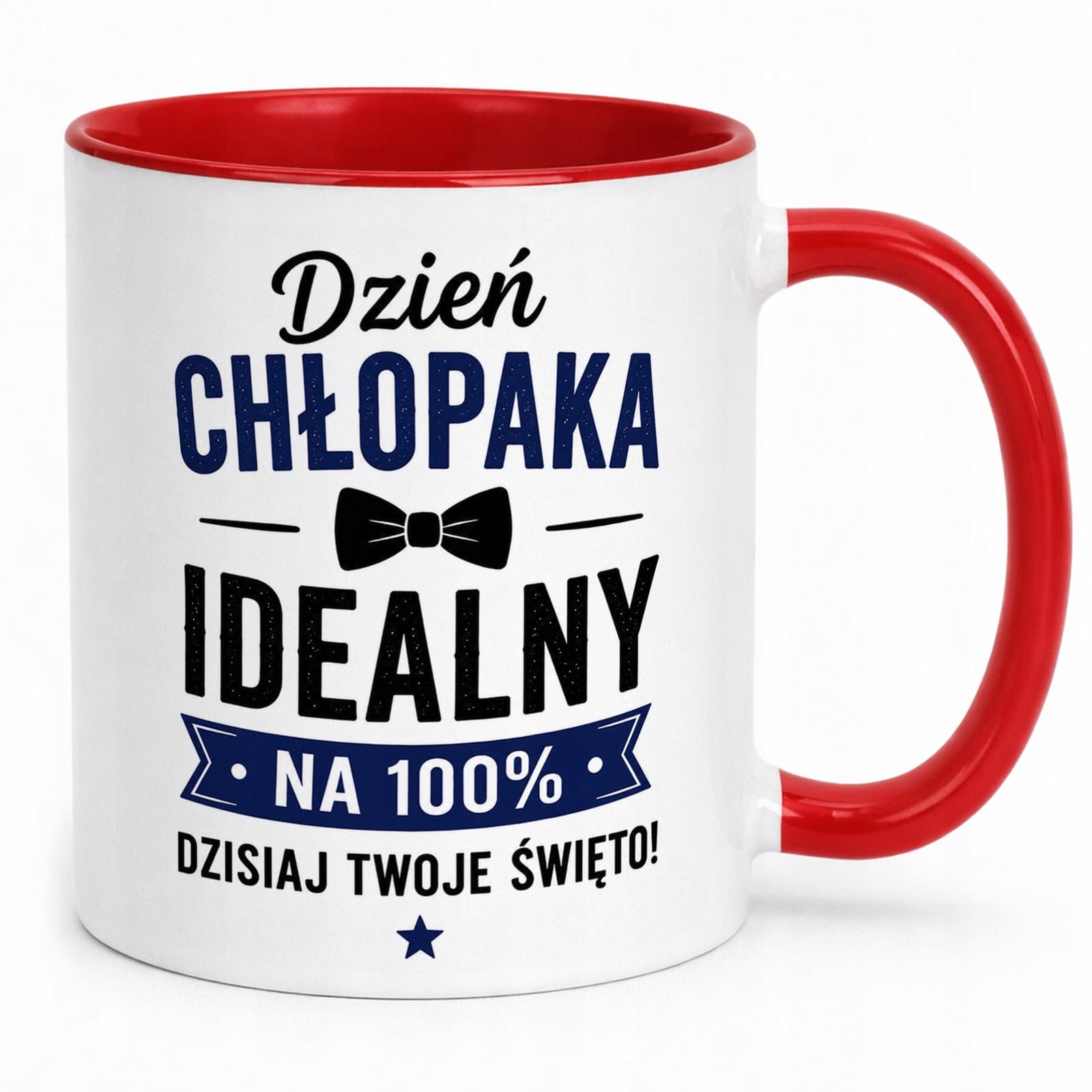 Czerwony Kubek z nadrukiem Dzień Chłopaka Mężczyzny Upominek Prezent