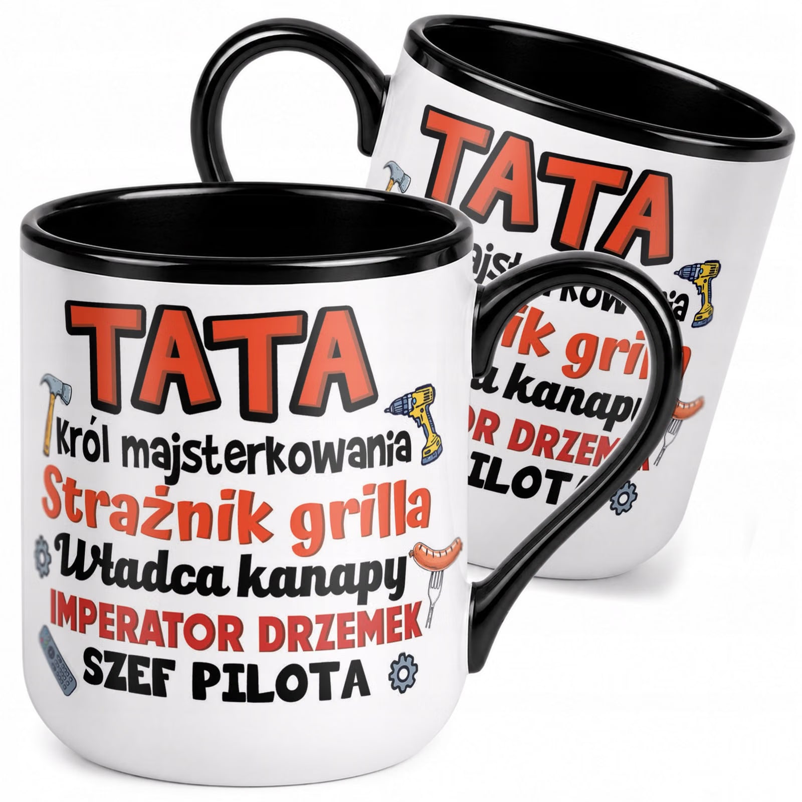 Kubek z nadrukiem Premium Czarny Dla Taty Dzień Ojca Upominek Prezent