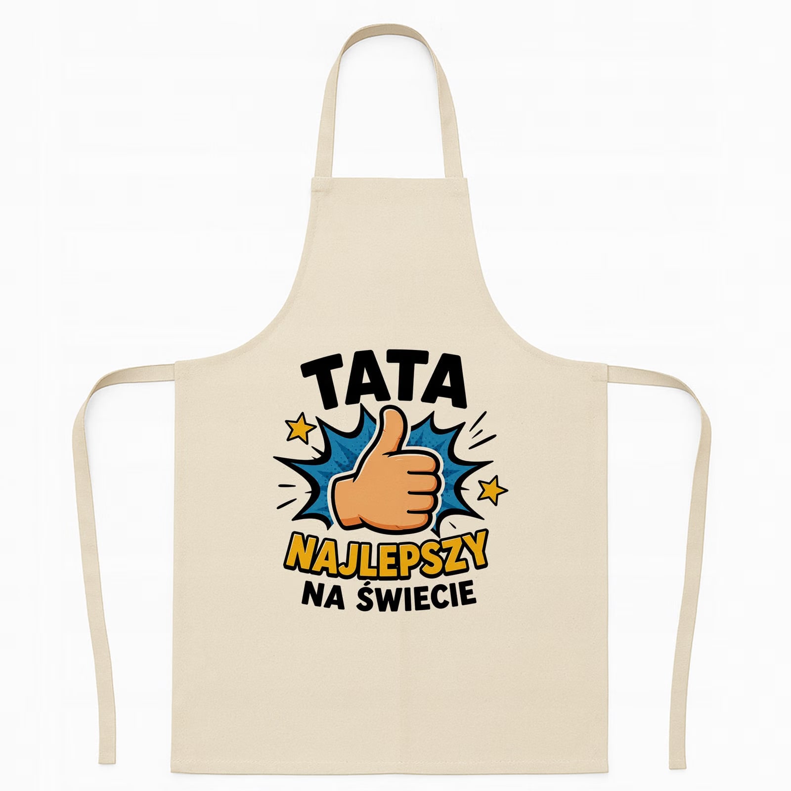 Fartuch ecru dla taty prezent na Dzień Ojca praktyczny upominek dla taty