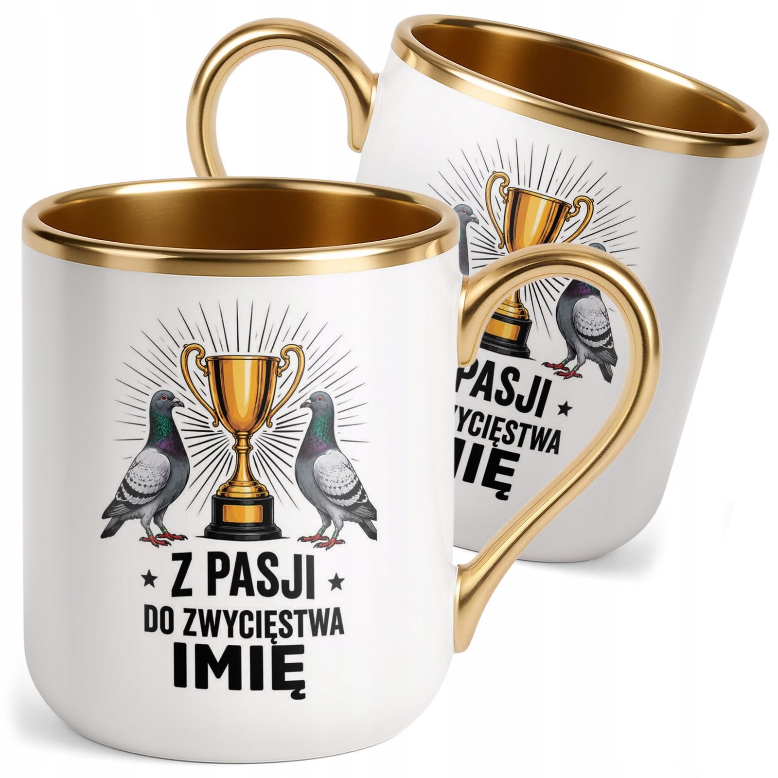 Kubek Personalizowany z nadrukiem Premium Złoty Dla Gołębiarza Prezent