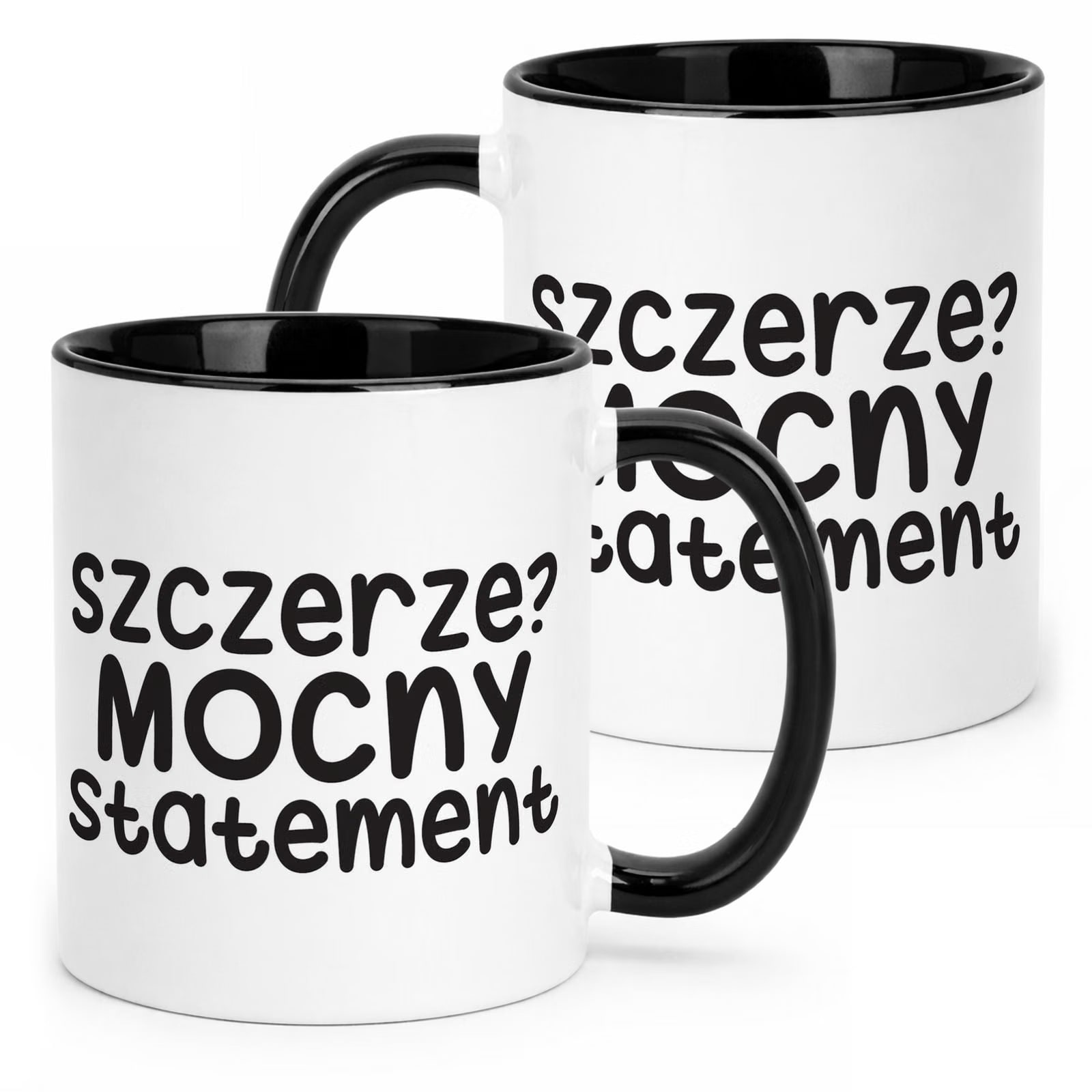 Kubek Czarny Szczerze Mocny Statement Śmieszny Zabawny Prezent