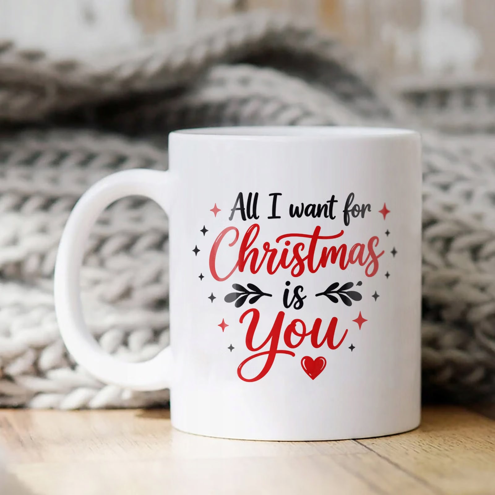 Kubek Biały z Nadrukiem Boże Narodzenie All I Want For Christmas Prezent