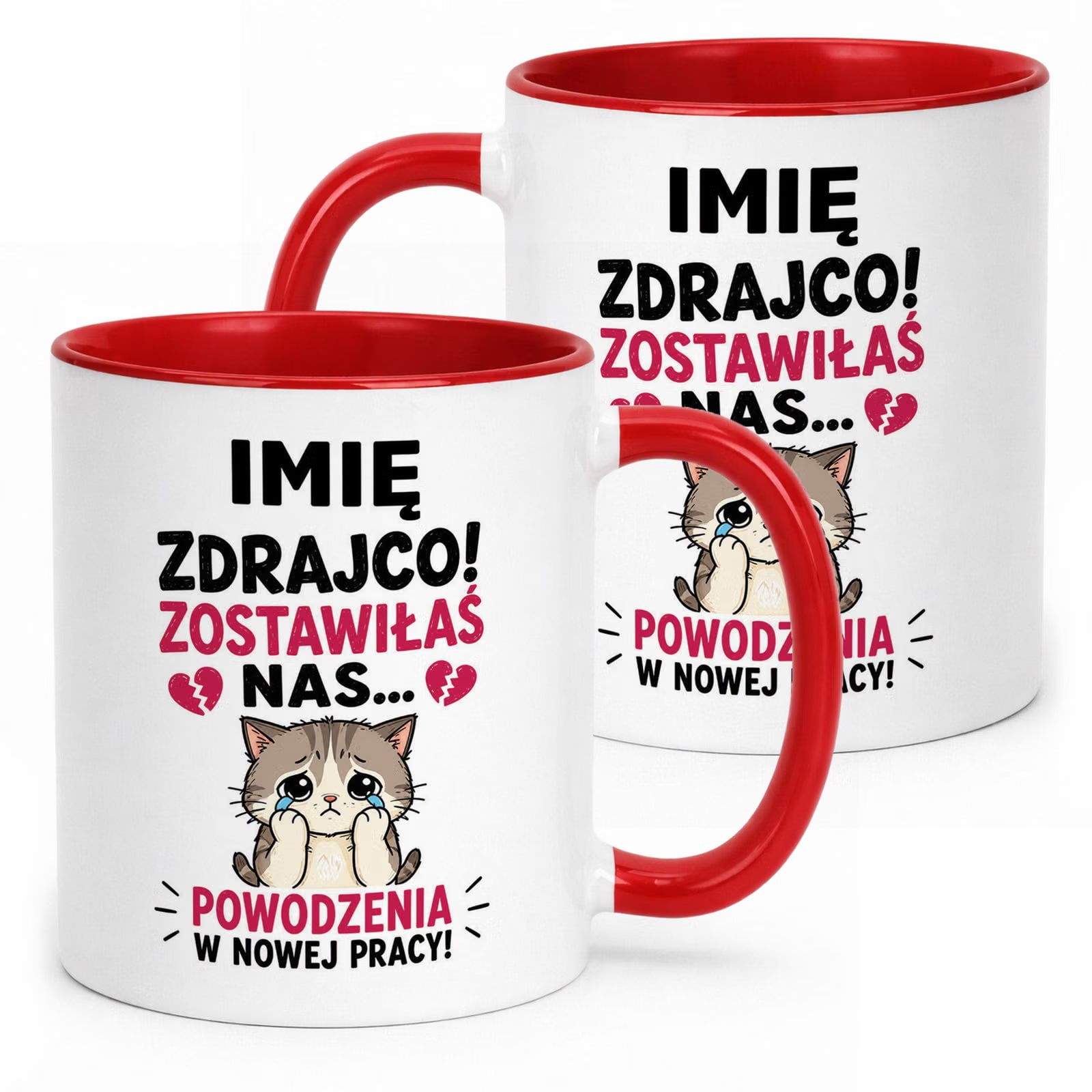 Kubek Czerwony Personalizowany z Nadrukiem Pożegnanie Odejście z Pracy