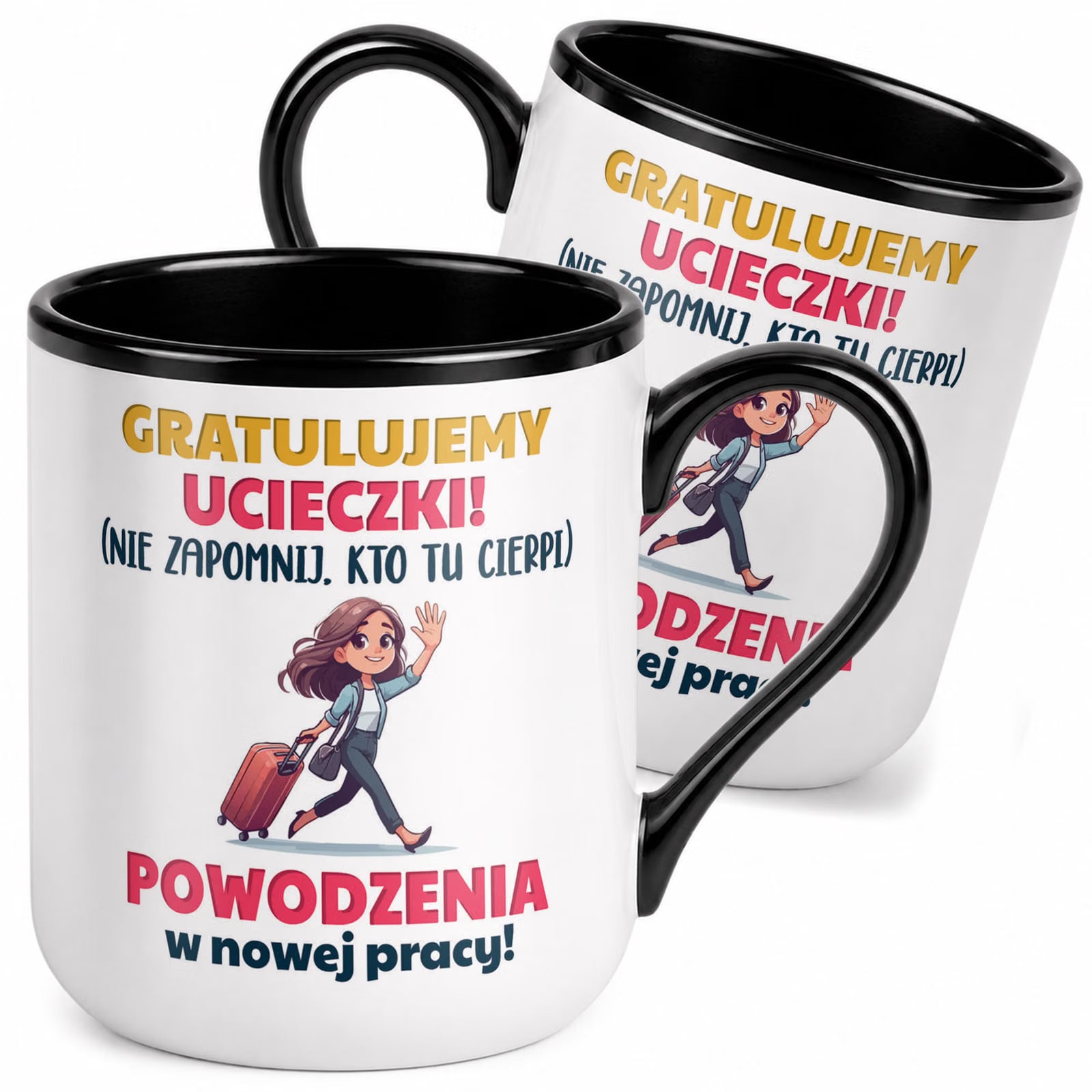 Kubek z nadrukiem Premium Czarny Pożegnanie Odejście z Pracy Prezent