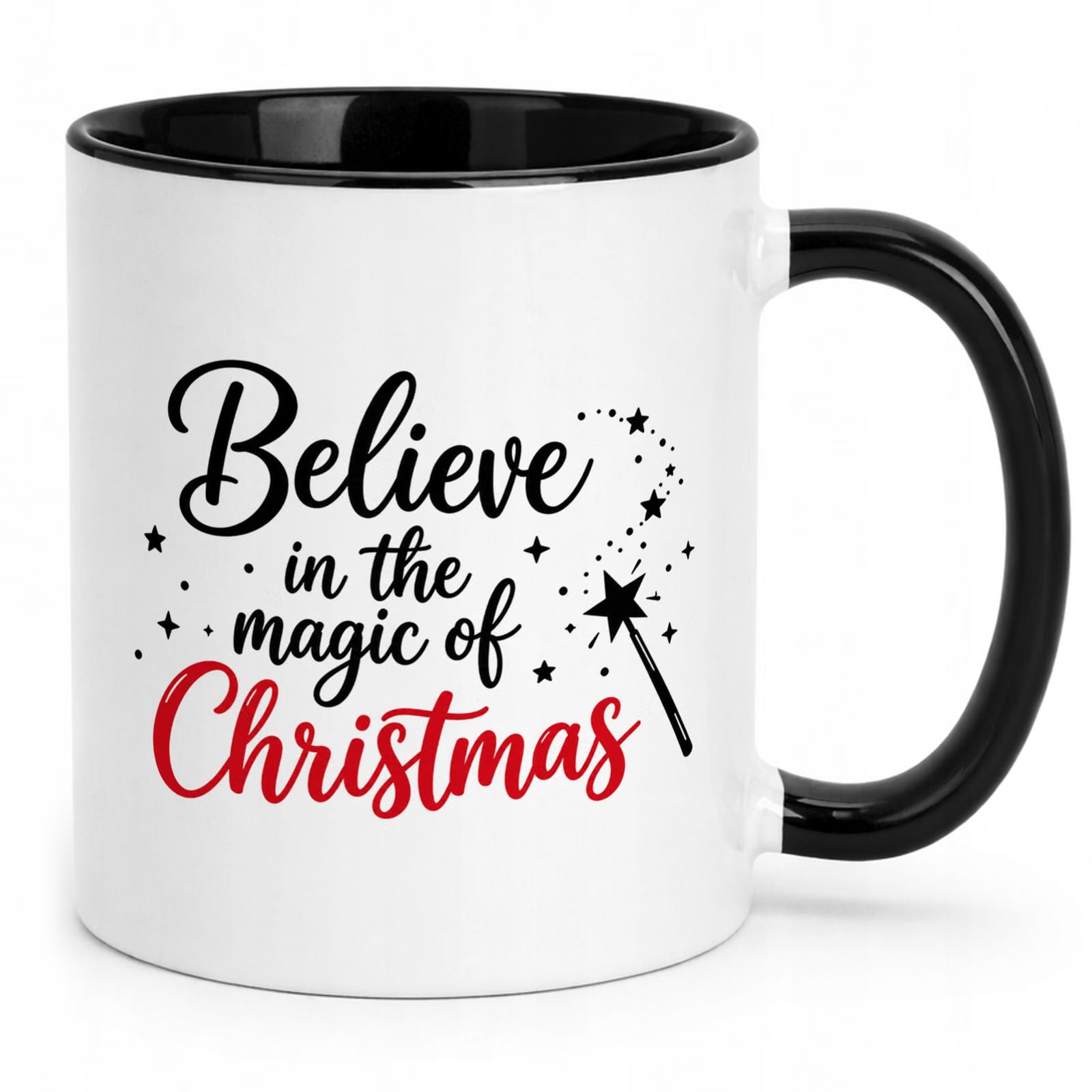 Kubek Czarny z Nadrukiem Boże Narodzenie Święta Magic Of Christmas Prezent