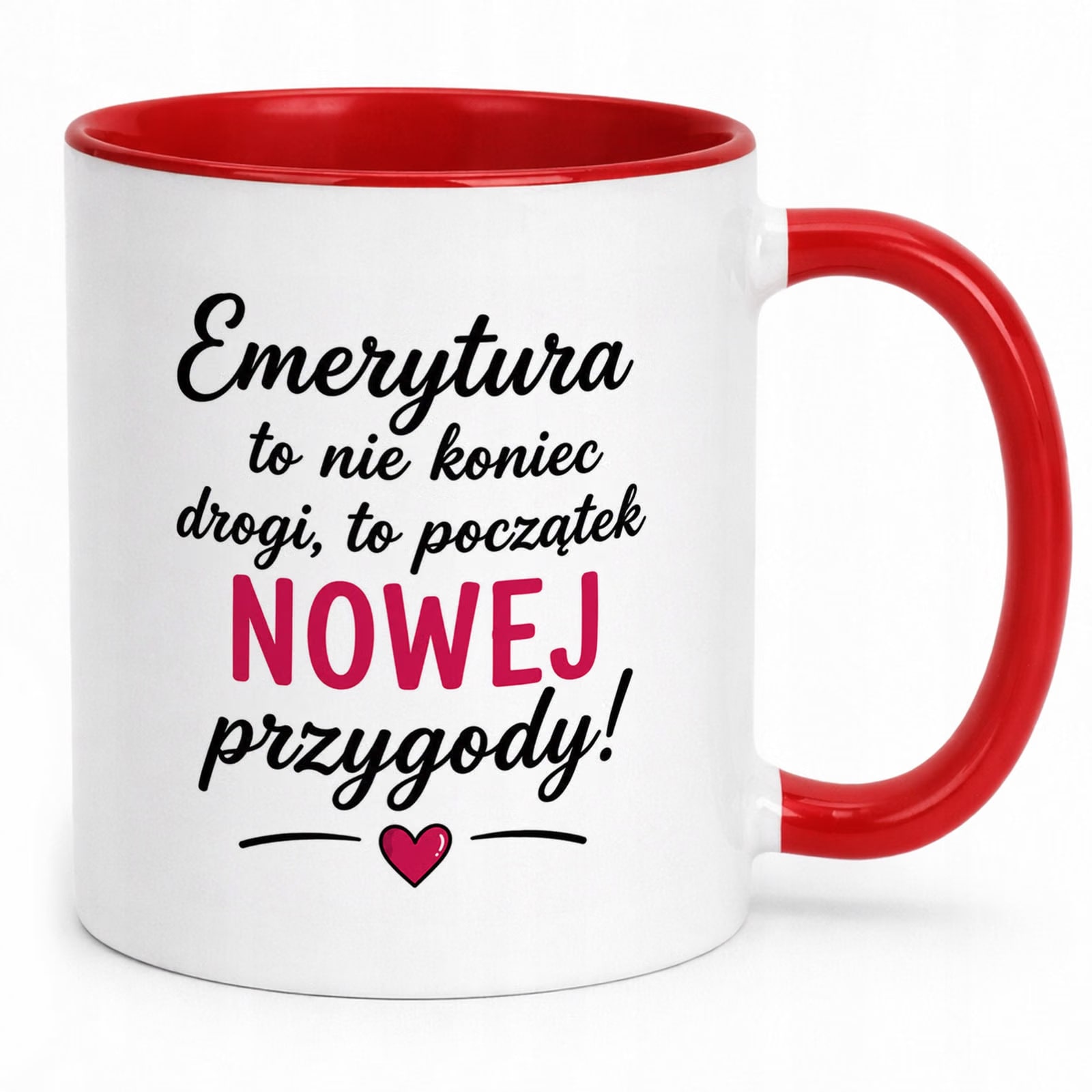 Kubek Czerwony z nadrukiem Emerytura Dla Emerytki Upominek Prezent