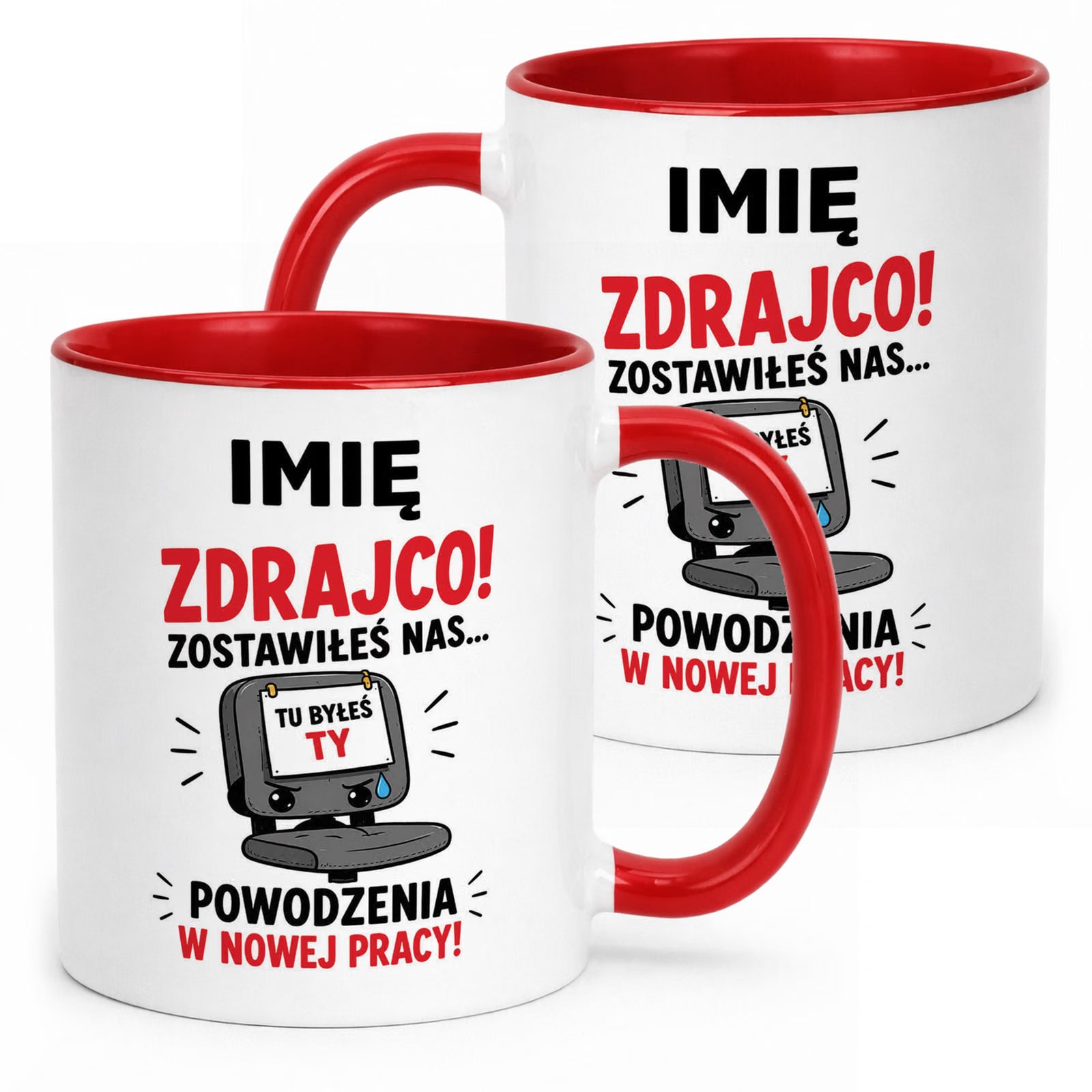 Kubek Czerwony Personalizowany z Nadrukiem Pożegnanie Odejście z Pracy