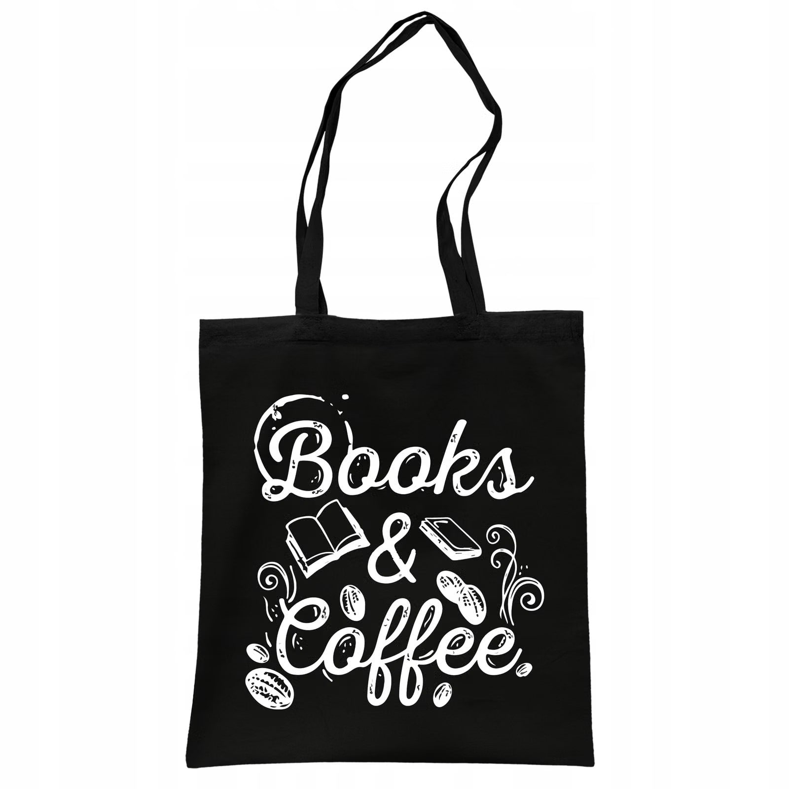 Torba bawełniana czarna na zakupy Books And Coffee Książki Kawa