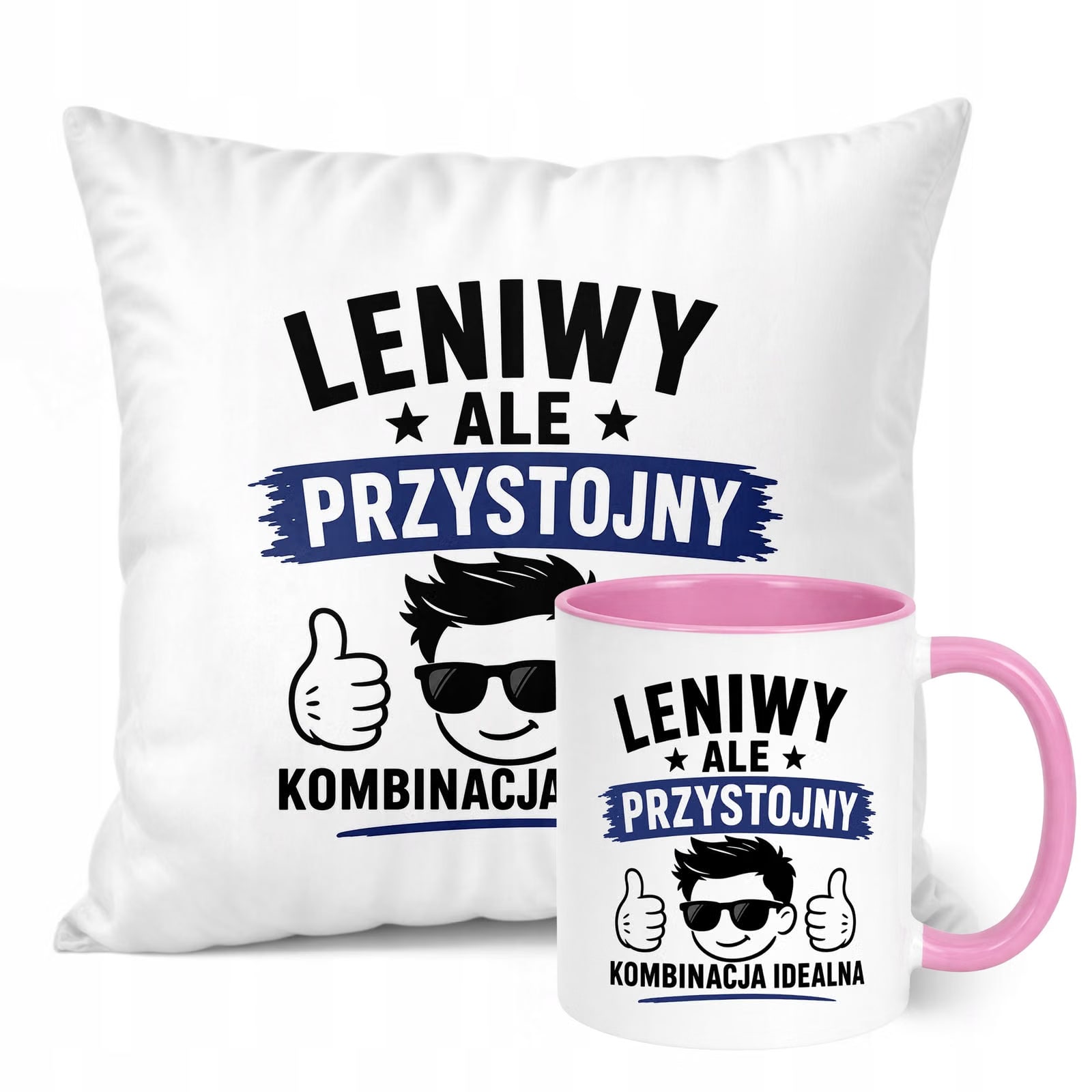 Zestaw Kubek Różowy Poduszka Dzień Chłopaka Z Nadrukiem Prezent