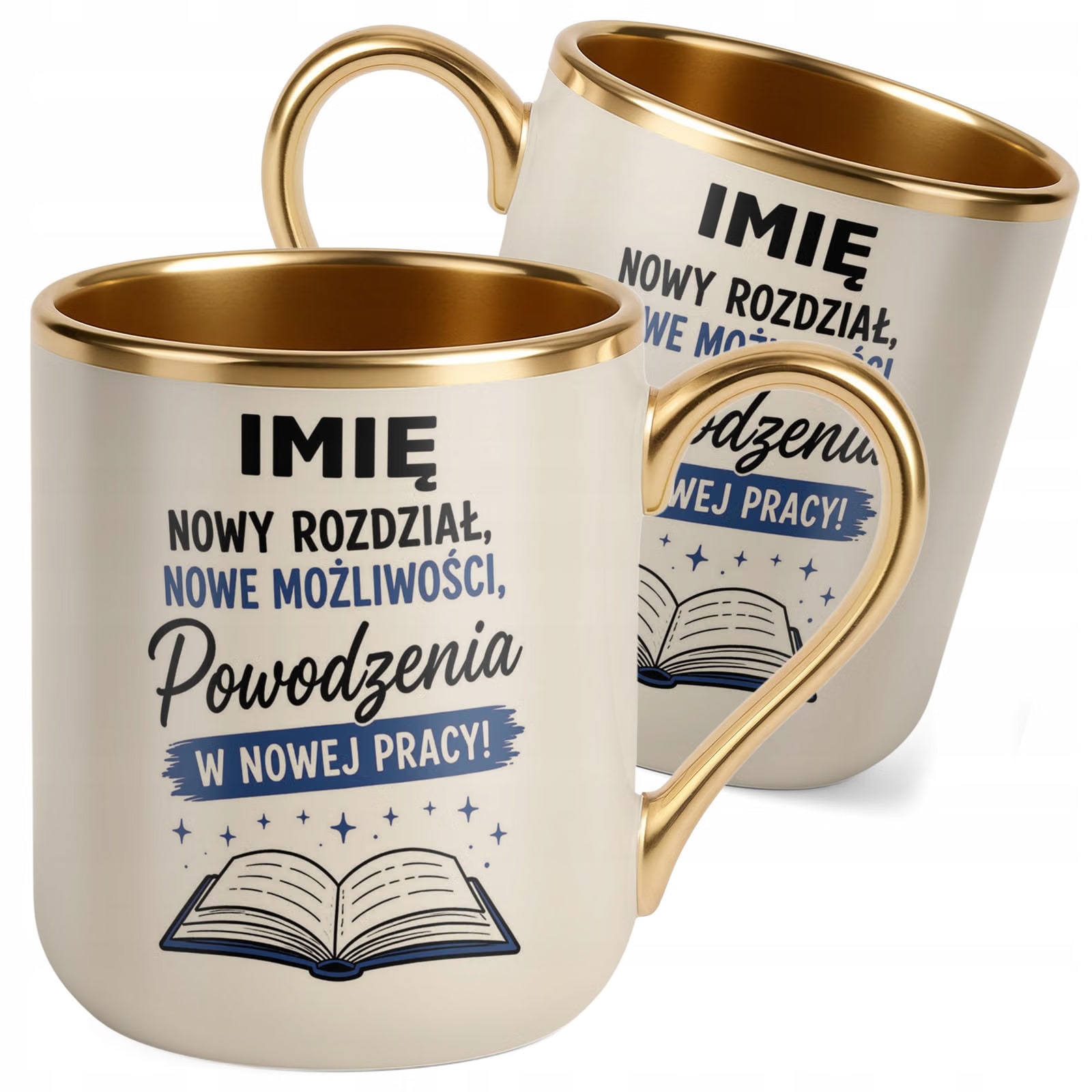 Kubek Personalizowany z nadrukiem Premium Złoty Ecru Odejście z Pracy