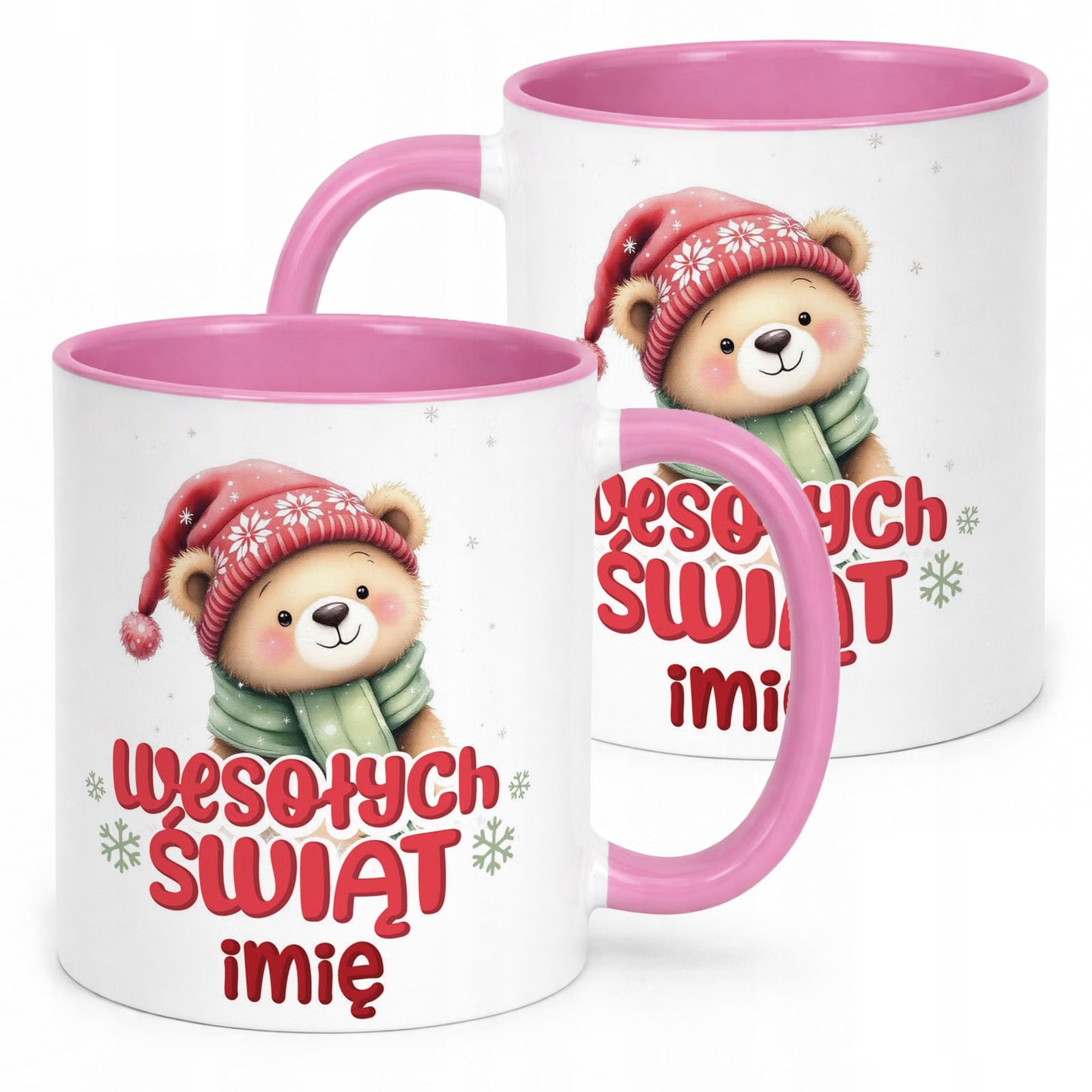 Kubek Różowy Personalizowany z Nadrukiem Boże Narodzenie Święta Prezent