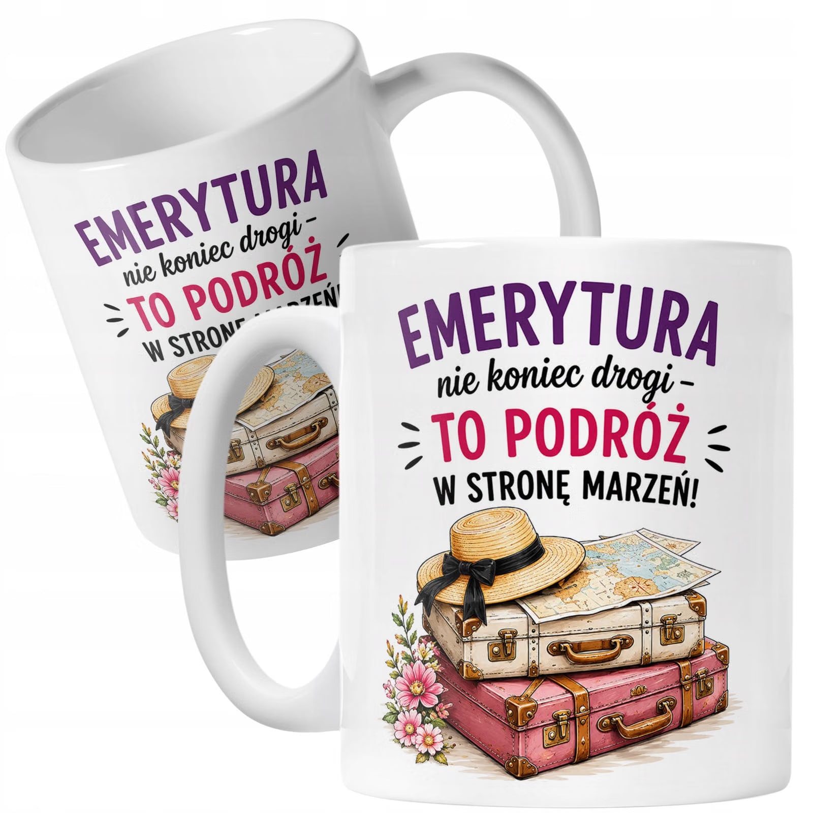 Biały Kubek z nadrukiem Emerytura Dla Emerytki Upominek Prezent