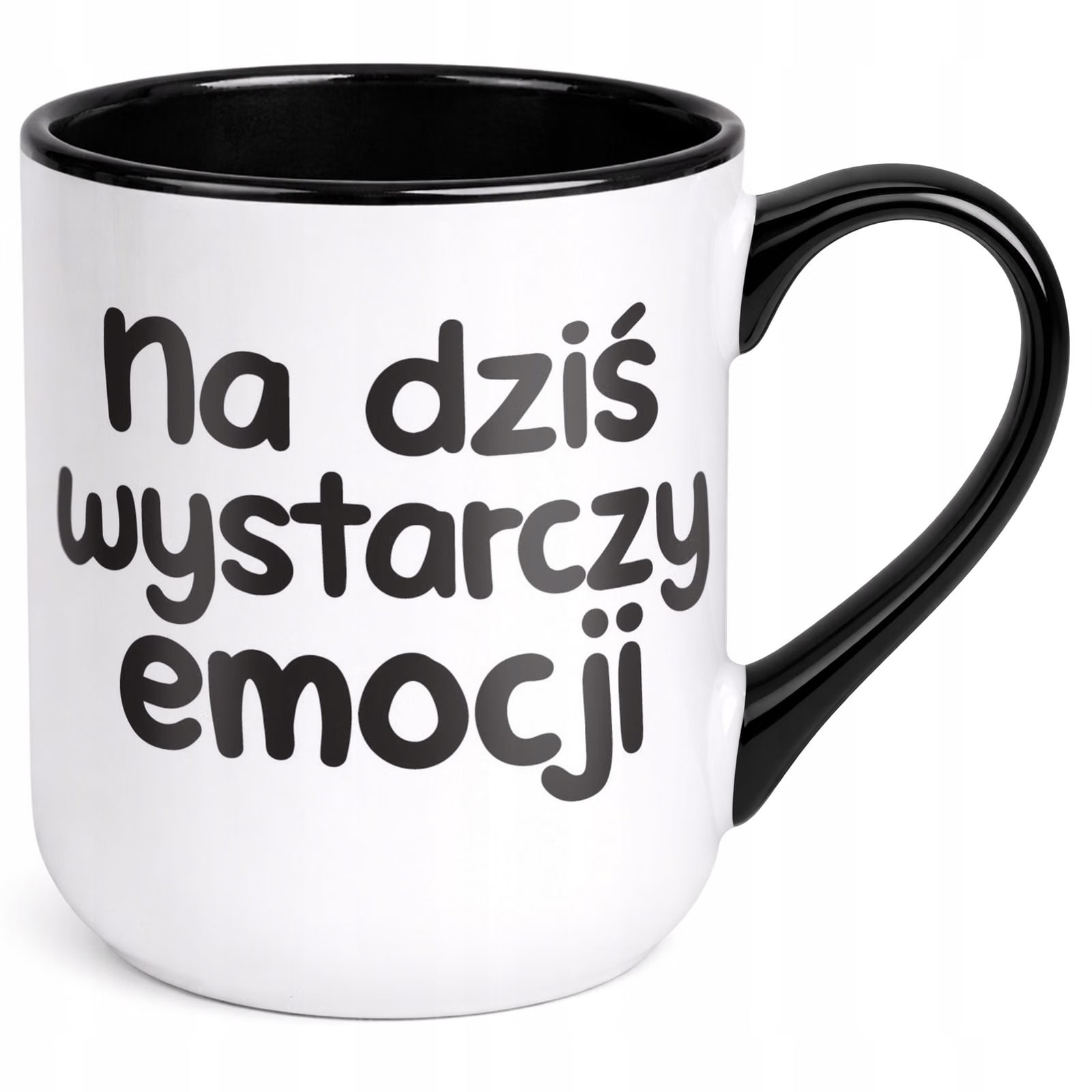 Kubek z nadrukiem Premium Czarny Na Dziś Wystarczy Emocji Upominek Prezent