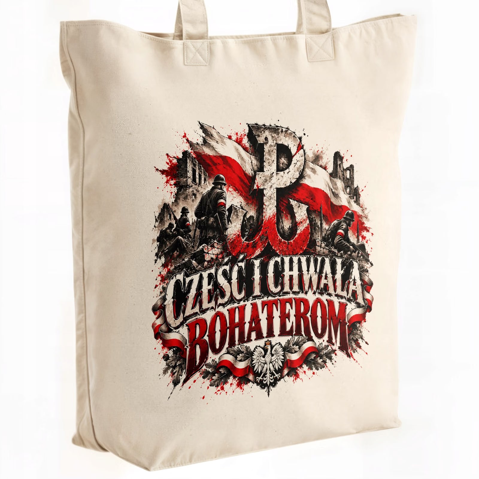 Torba shopper ecru premium patriotyczna święto niepodległości z nadrukiem